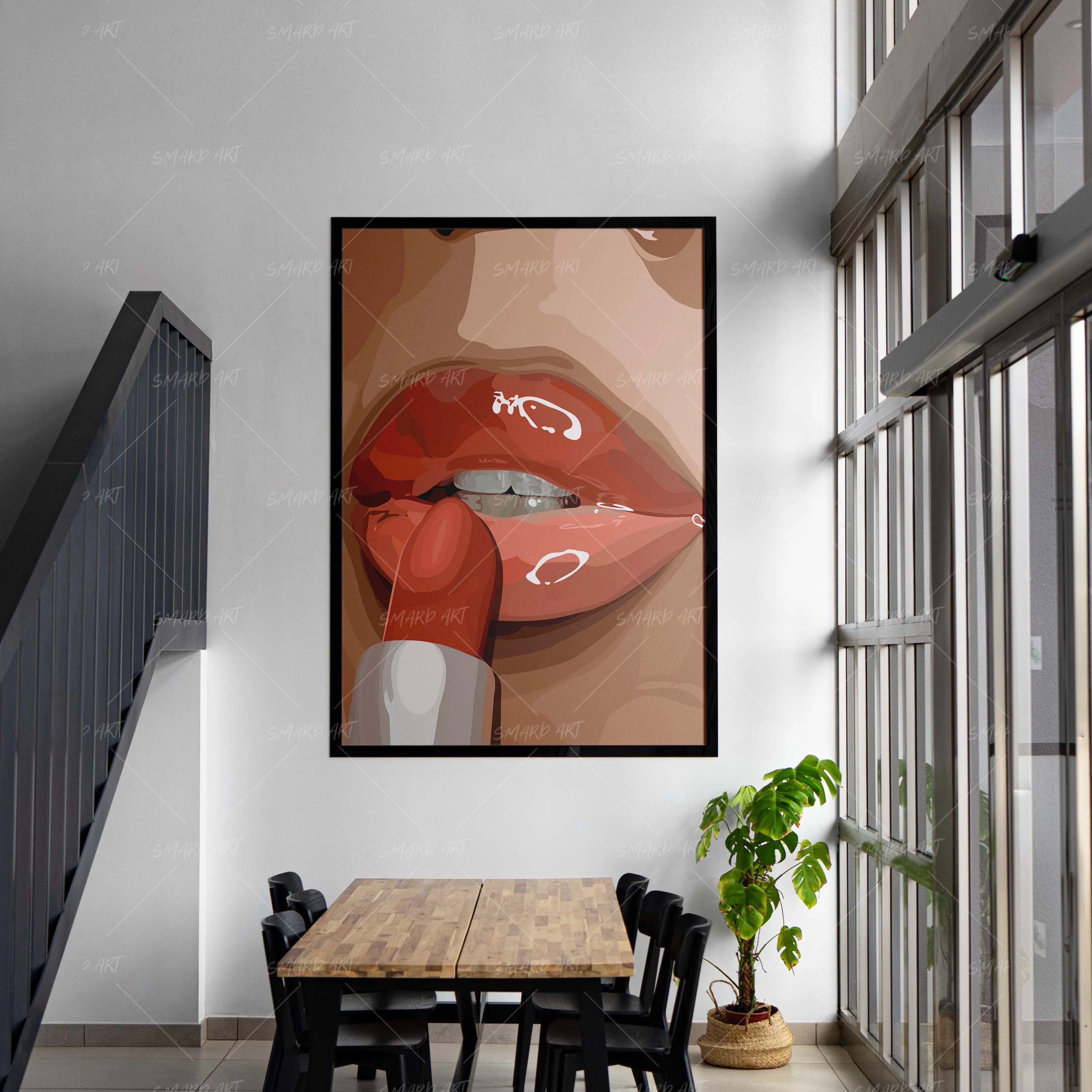 Lip Drip-wall art print featuring decorative artistic design suitable for living rooms, offices, and schools by SmardArt. Elevate your space with Black wall art that speaks to culture, identity, and creativity. At Smard, we celebrate artistry made with melanin, bringing powerful and inspiring designs to life.