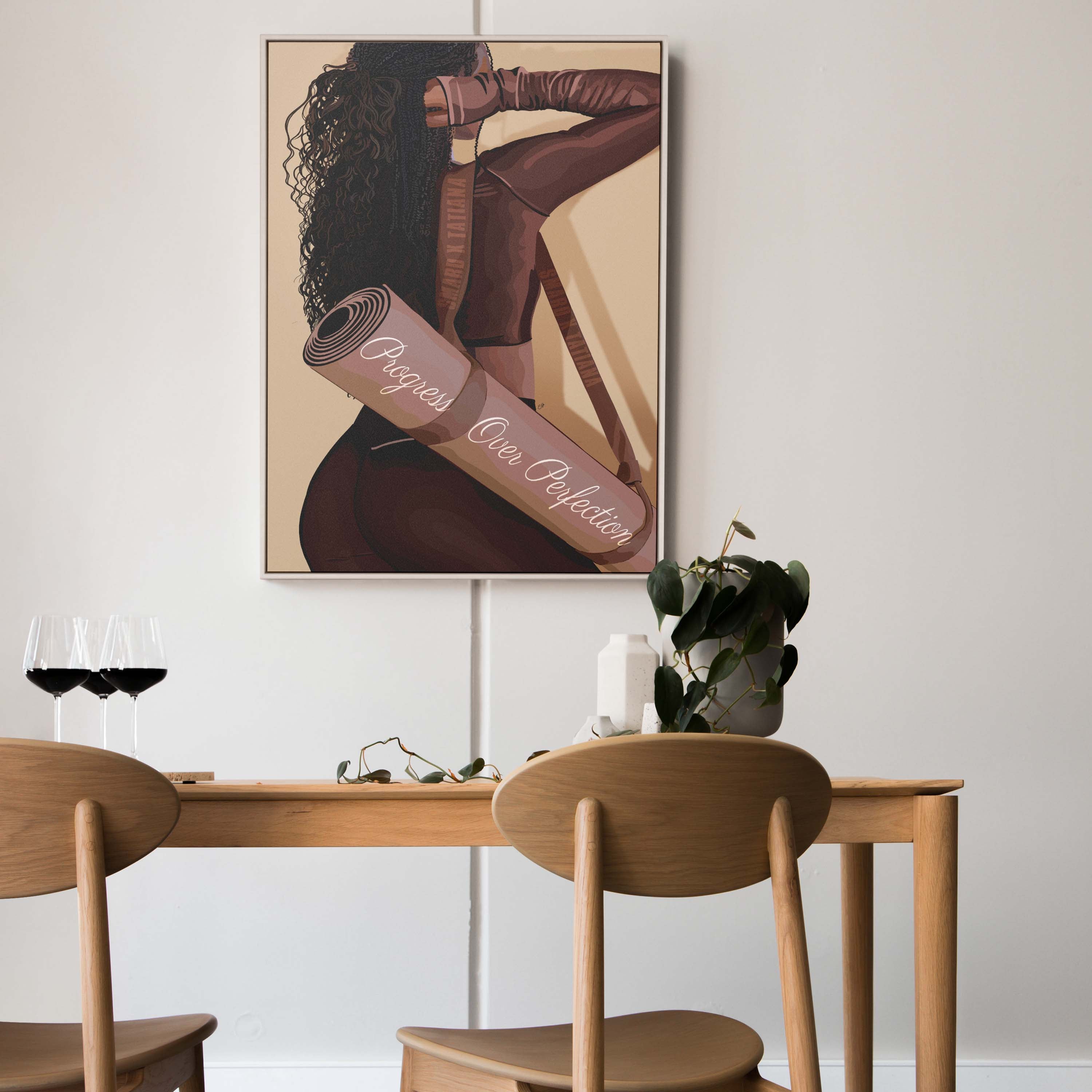 Progress Over Perfection-wall art print featuring decorative artistic design suitable for living rooms, offices, and schools by SmardArt. Elevate your space with Black wall art that speaks to culture, identity, and creativity. At Smard, we celebrate artistry made with melanin, bringing powerful and inspiring designs to life.