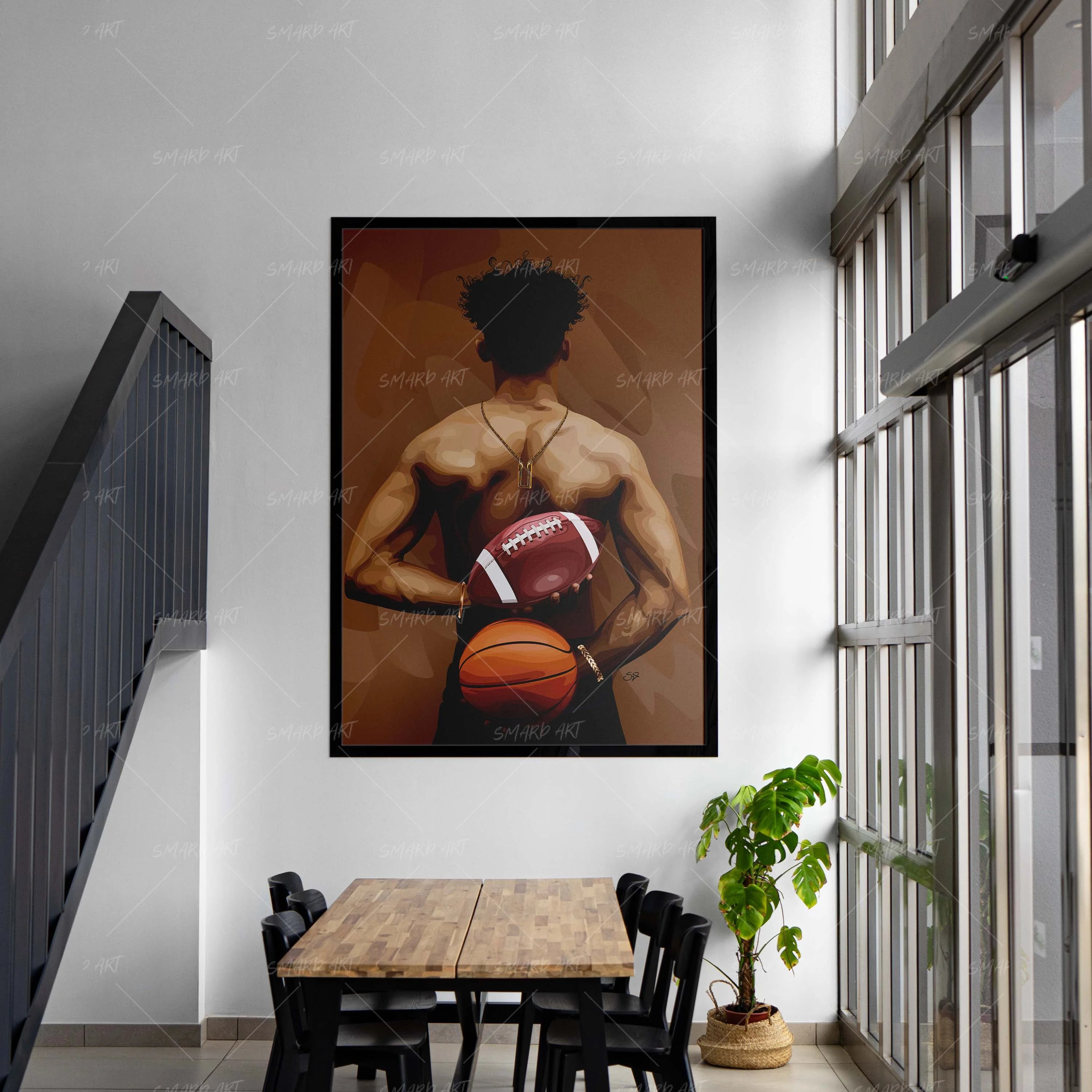 Ball Control-wall art print featuring decorative artistic design suitable for living rooms, offices, and schools by SmardArt. Elevate your space with Black wall art that speaks to culture, identity, and creativity. At Smard, we celebrate artistry made with melanin, bringing powerful and inspiring designs to life.