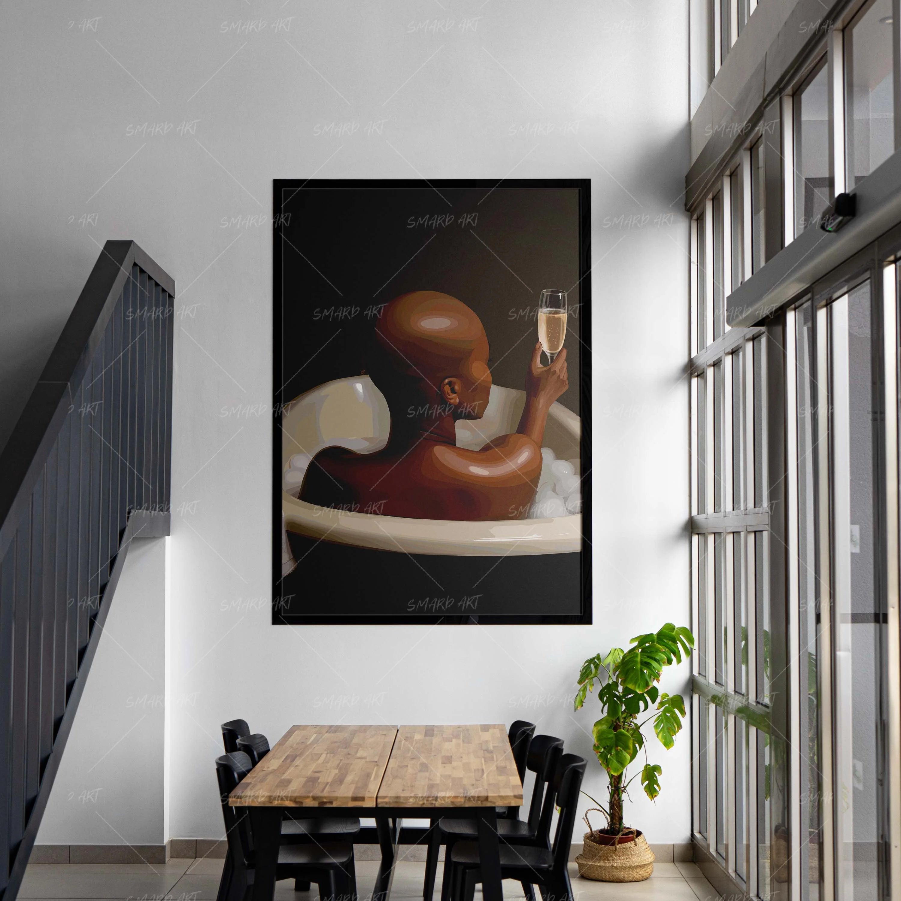 Bald & Becoming-wall art print featuring decorative artistic design suitable for living rooms, offices, and schools by SmardArt. Elevate your space with Black wall art that speaks to culture, identity, and creativity. At Smard, we celebrate artistry made with melanin, bringing powerful and inspiring designs to life.