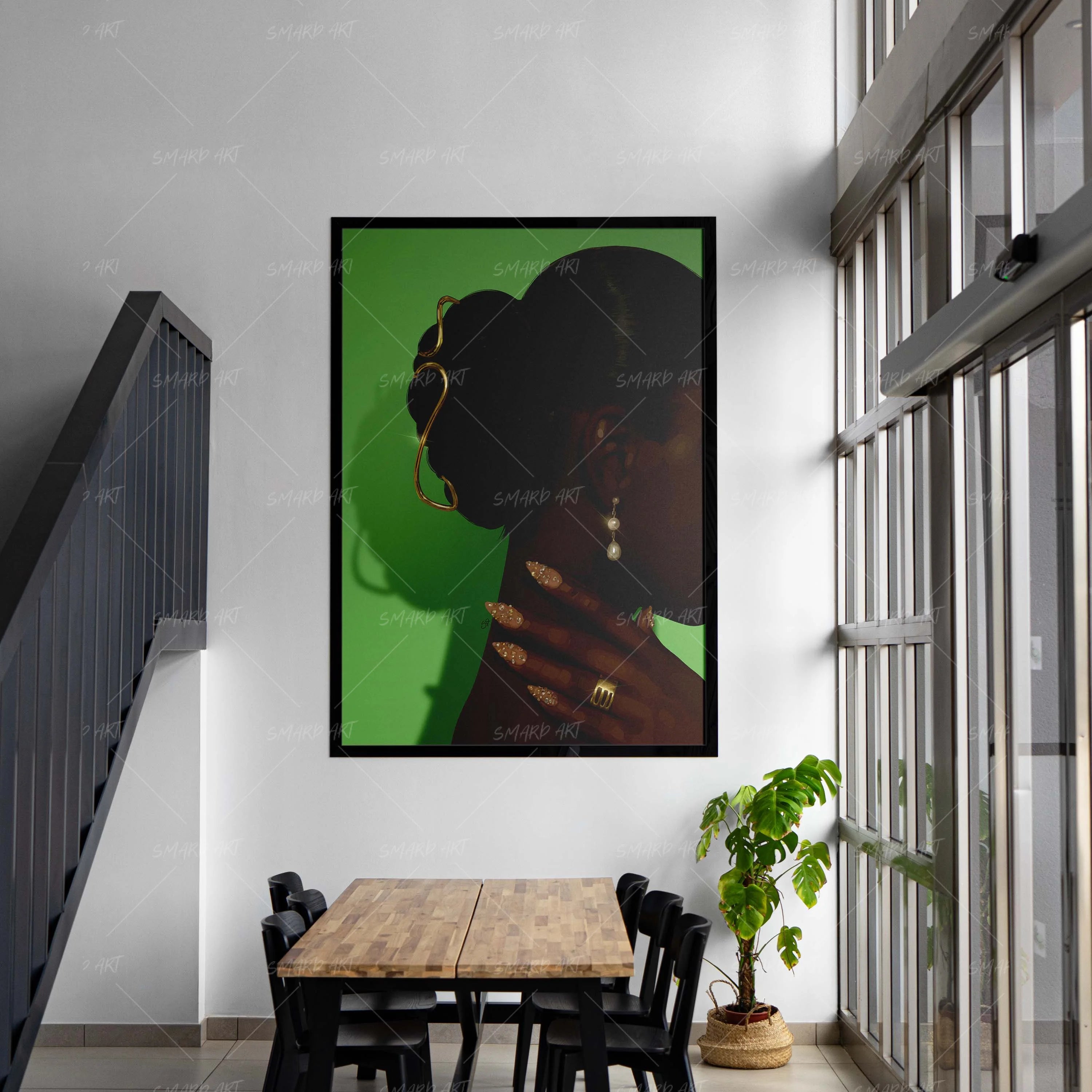 Elegance-wall art print featuring decorative artistic design suitable for living rooms, offices, and schools by SmardArt. Elevate your space with Black wall art that speaks to culture, identity, and creativity. At Smard, we celebrate artistry made with melanin, bringing powerful and inspiring designs to life.