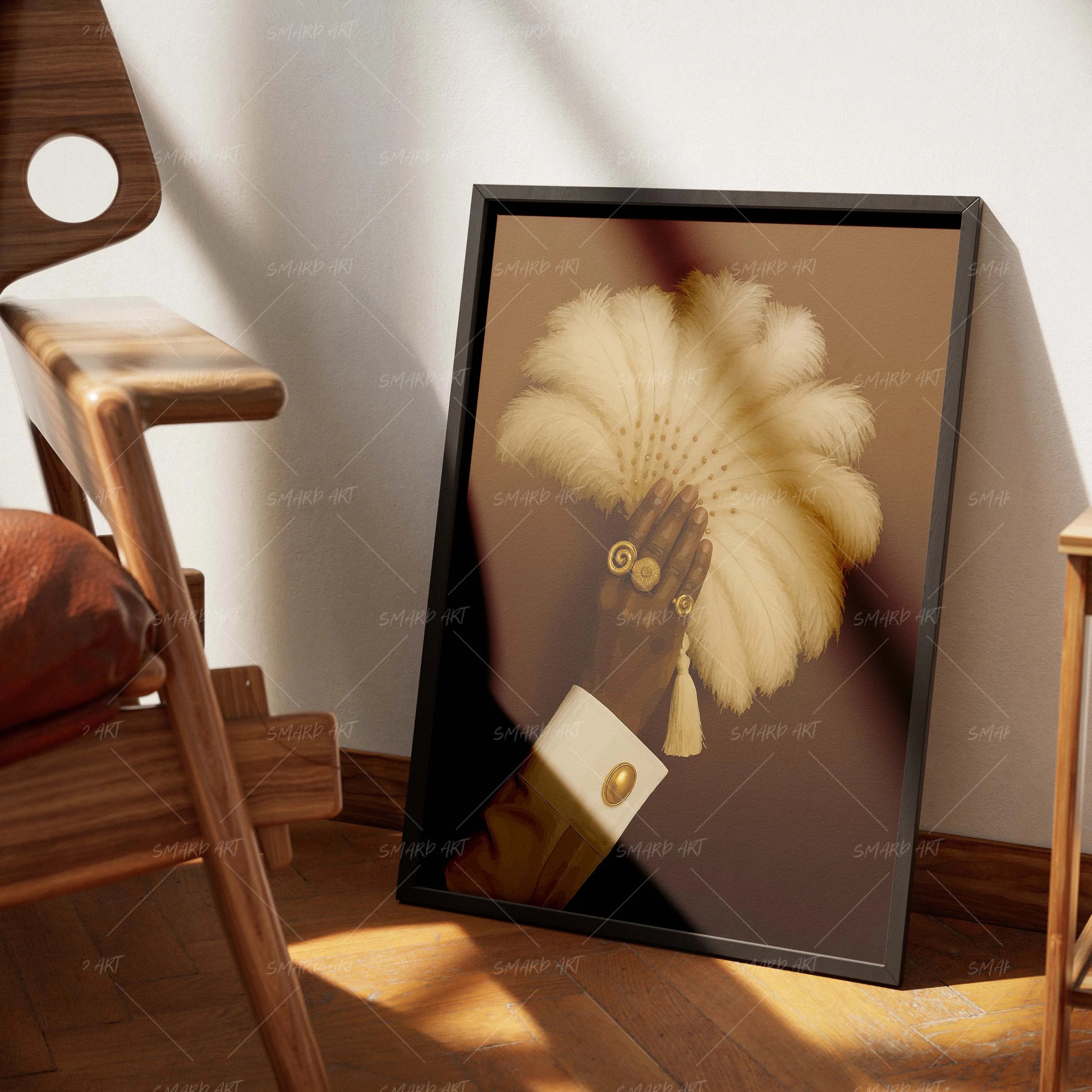 The Fan Affair-wall art print featuring decorative artistic design suitable for living rooms, offices, and schools by SmardArt. Elevate your space with Black wall art that speaks to culture, identity, and creativity. At Smard, we celebrate artistry made with melanin, bringing powerful and inspiring designs to life.