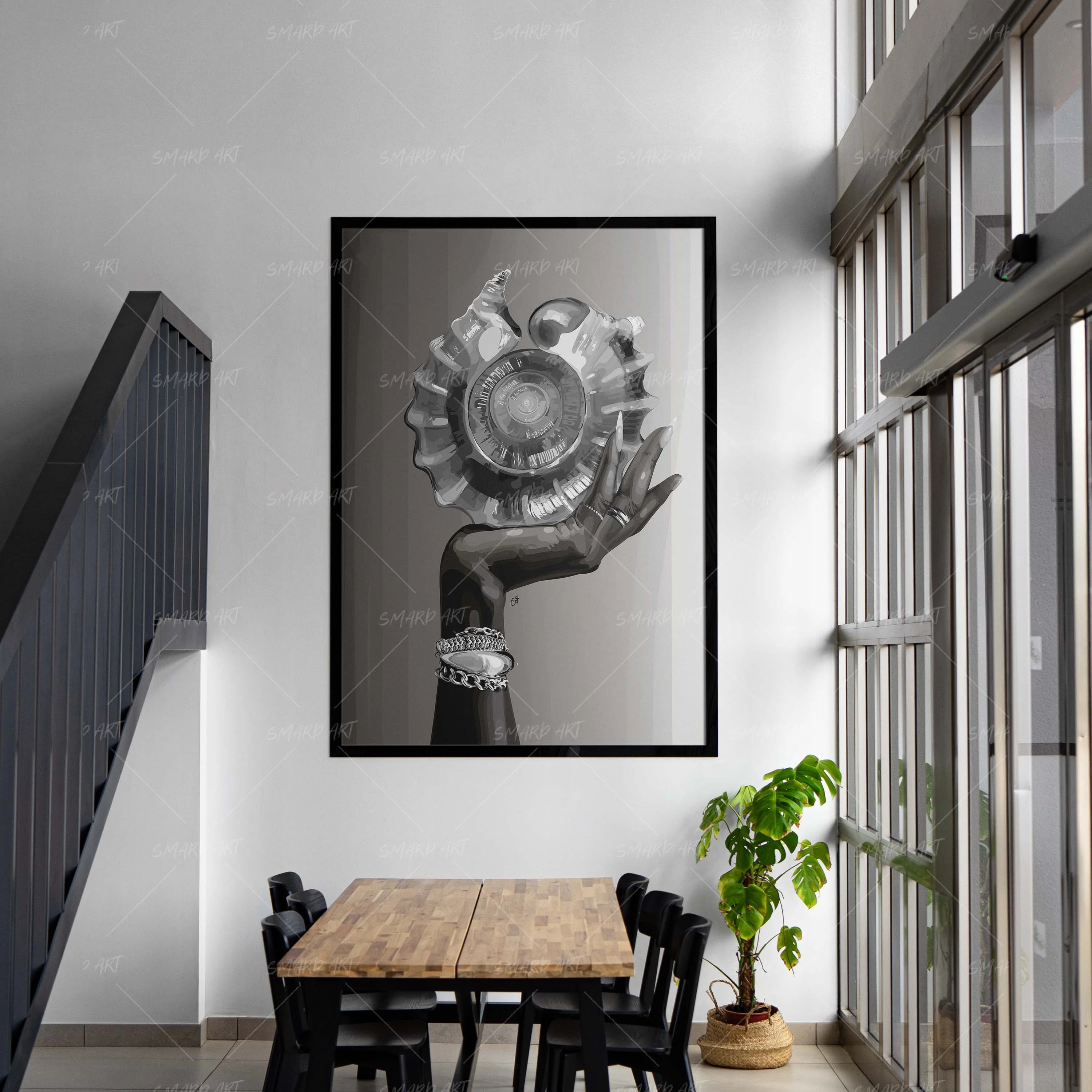 Shell Keeper-wall art print featuring decorative artistic design suitable for living rooms, offices, and schools by SmardArt. Elevate your space with Black wall art that speaks to culture, identity, and creativity. At Smard, we celebrate artistry made with melanin, bringing powerful and inspiring designs to life.