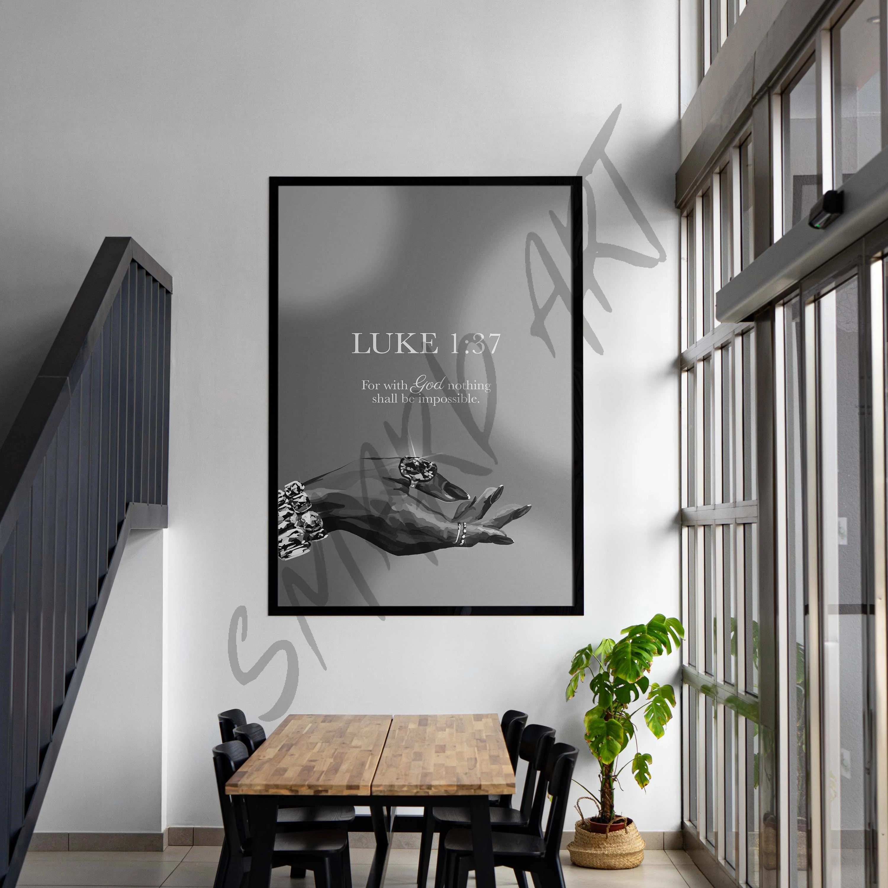Luke 1:37 B&W