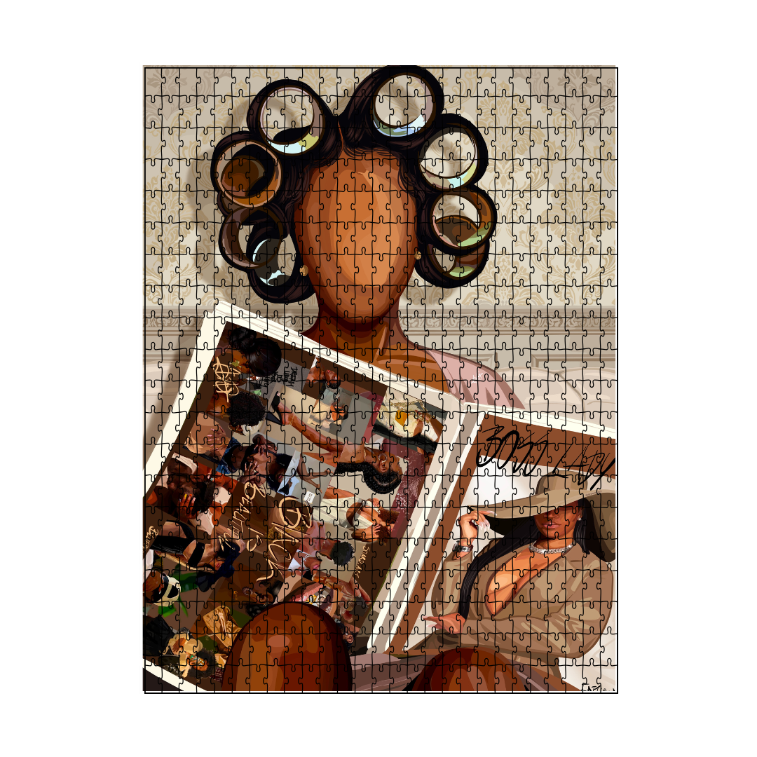 Selfcare Day Puzzle-wall art print featuring decorative artistic design suitable for living rooms, offices, and schools by SmardArt. Elevate your space with Black wall art that speaks to culture, identity, and creativity. At Smard, we celebrate artistry made with melanin, bringing powerful and inspiring designs to life.
