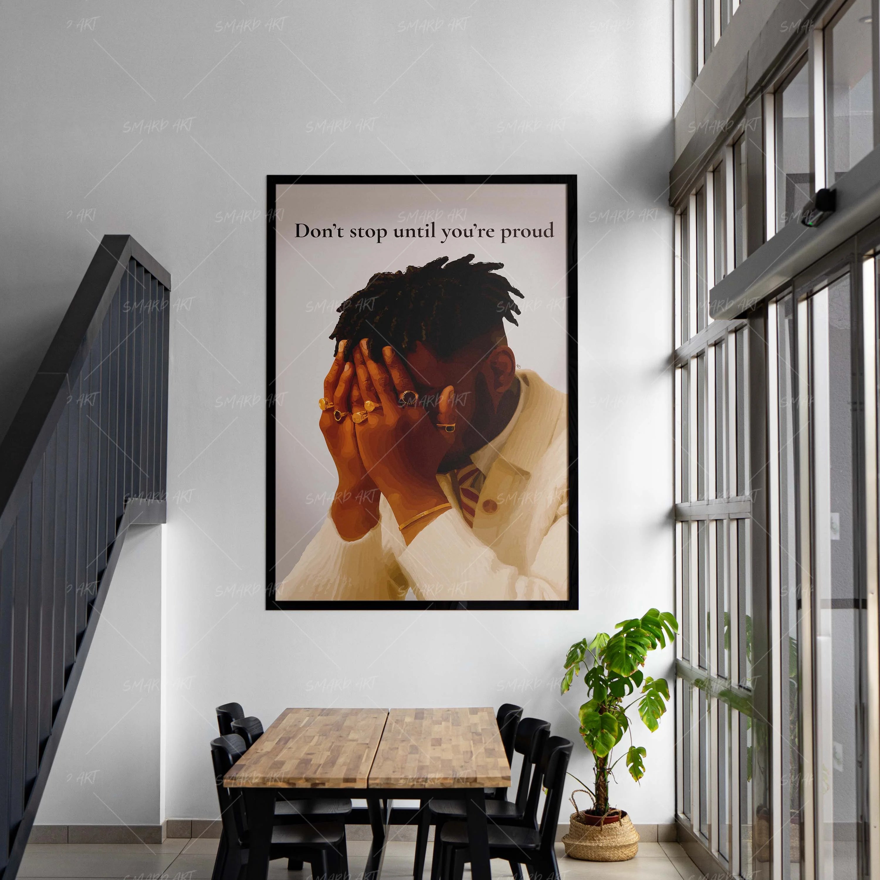 Headspace-wall art print featuring decorative artistic design suitable for living rooms, offices, and schools by SmardArt. Elevate your space with Black wall art that speaks to culture, identity, and creativity. At Smard, we celebrate artistry made with melanin, bringing powerful and inspiring designs to life.