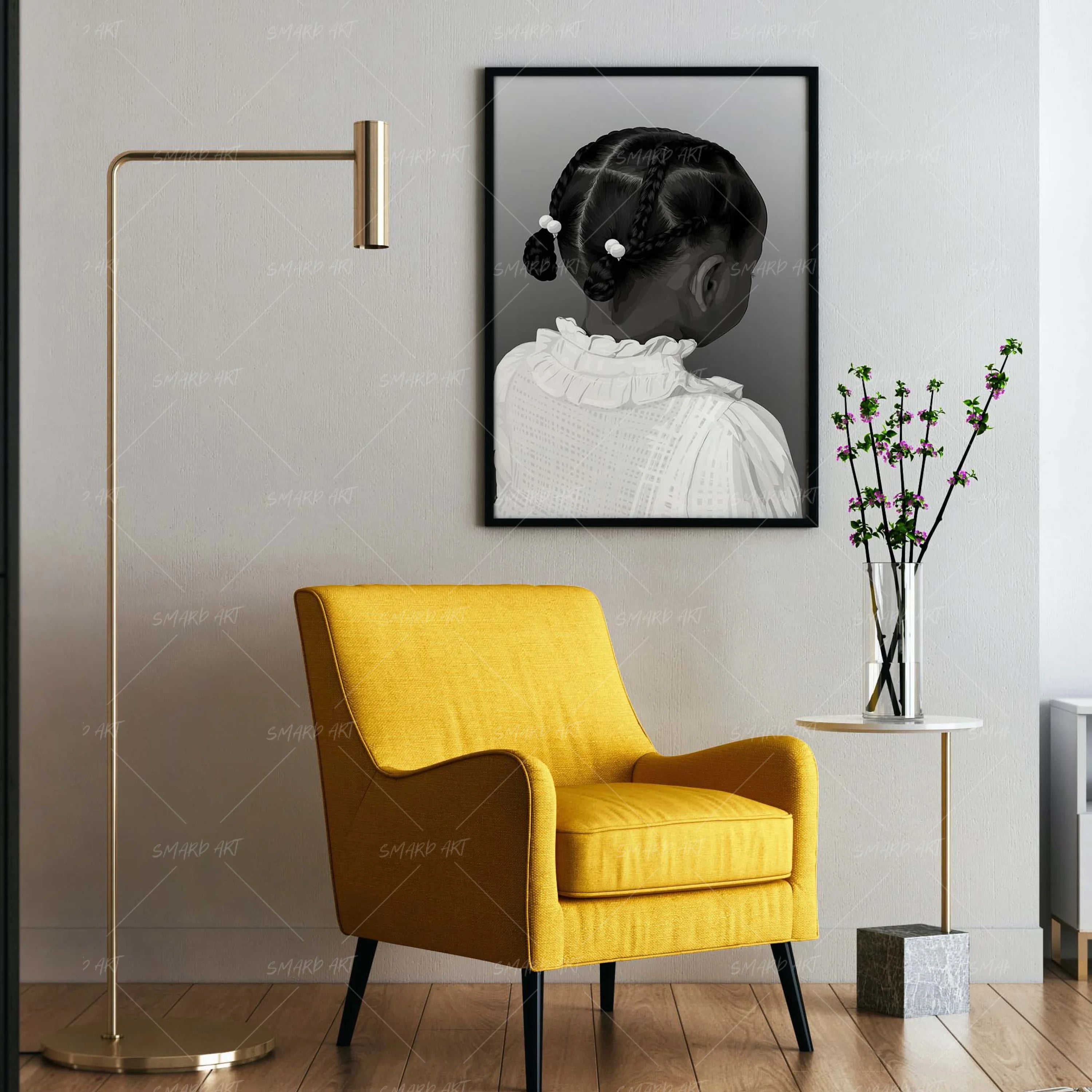 Little Roots-wall art print featuring decorative artistic design suitable for living rooms, offices, and schools by SmardArt. Elevate your space with Black wall art that speaks to culture, identity, and creativity. At Smard, we celebrate artistry made with melanin, bringing powerful and inspiring designs to life.