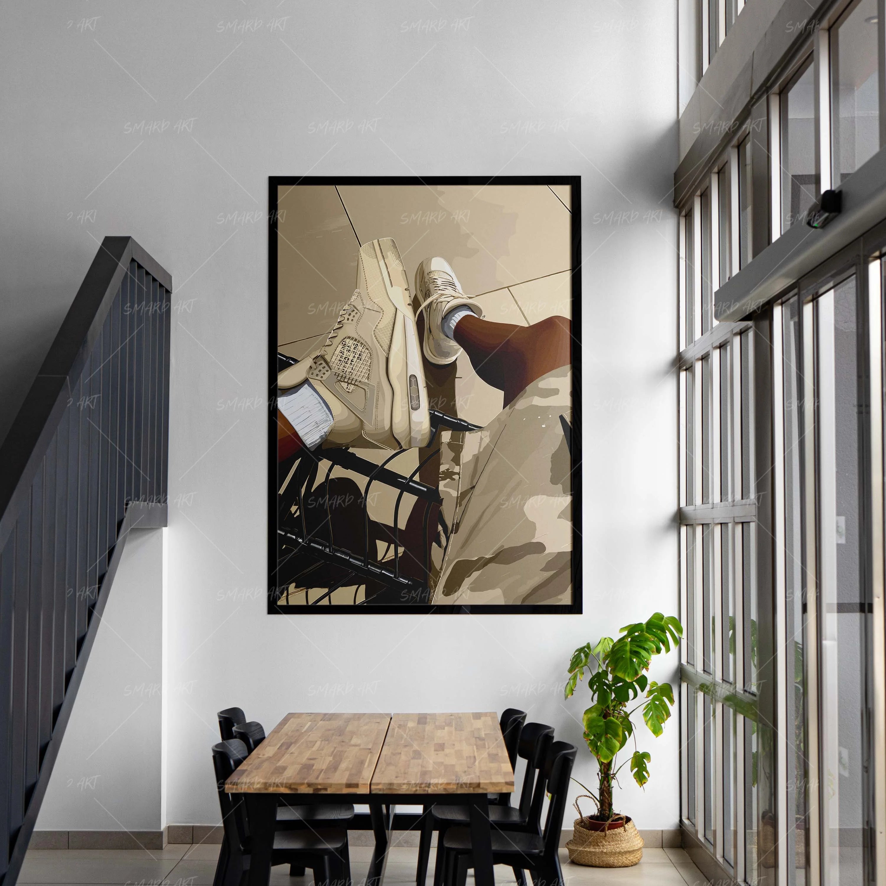 Jordan 4-wall art print featuring decorative artistic design suitable for living rooms, offices, and schools by SmardArt. Elevate your space with Black wall art that speaks to culture, identity, and creativity. At Smard, we celebrate artistry made with melanin, bringing powerful and inspiring designs to life.