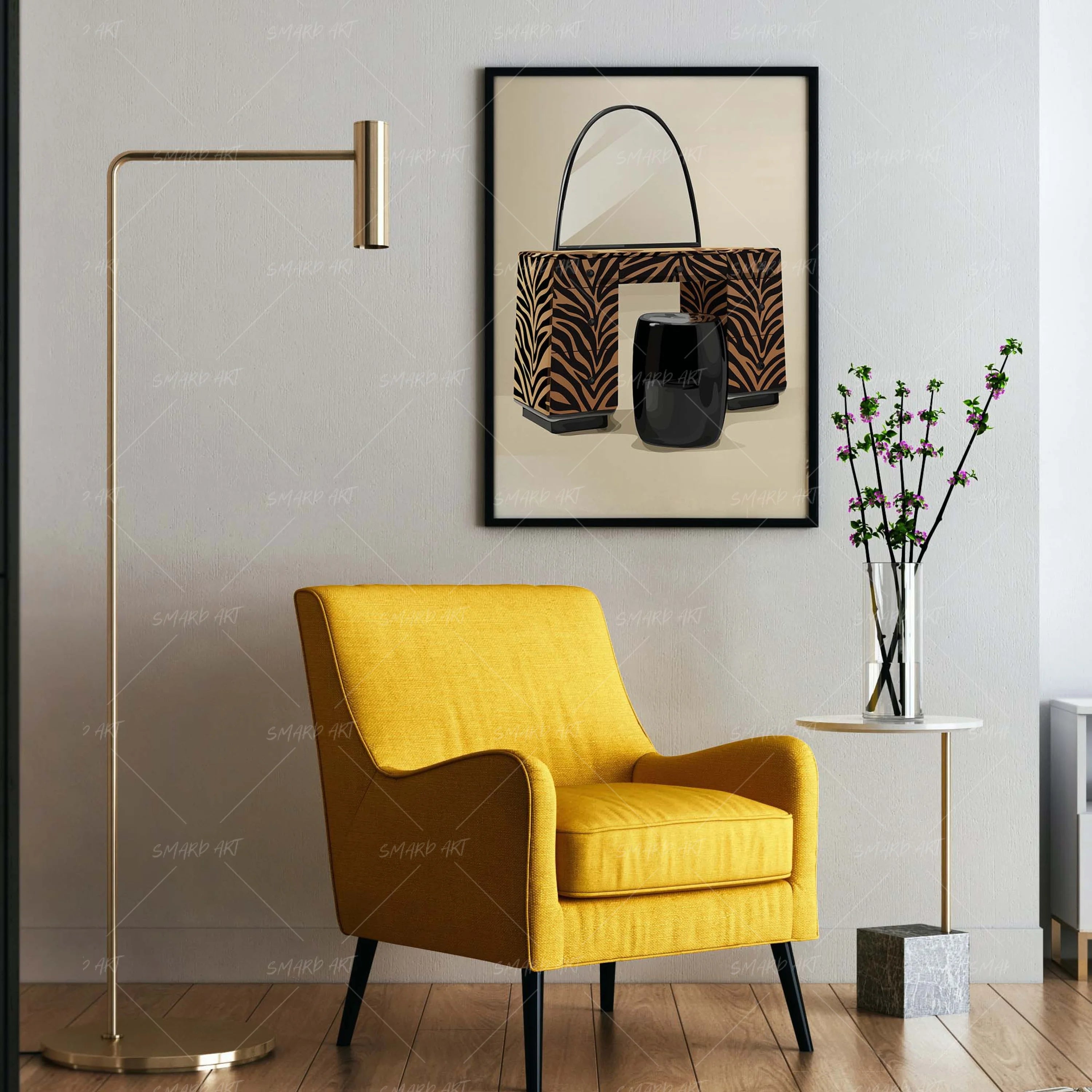 African Vanity-wall art print featuring decorative artistic design suitable for living rooms, offices, and schools by SmardArt. Elevate your space with Black wall art that speaks to culture, identity, and creativity. At Smard, we celebrate artistry made with melanin, bringing powerful and inspiring designs to life.