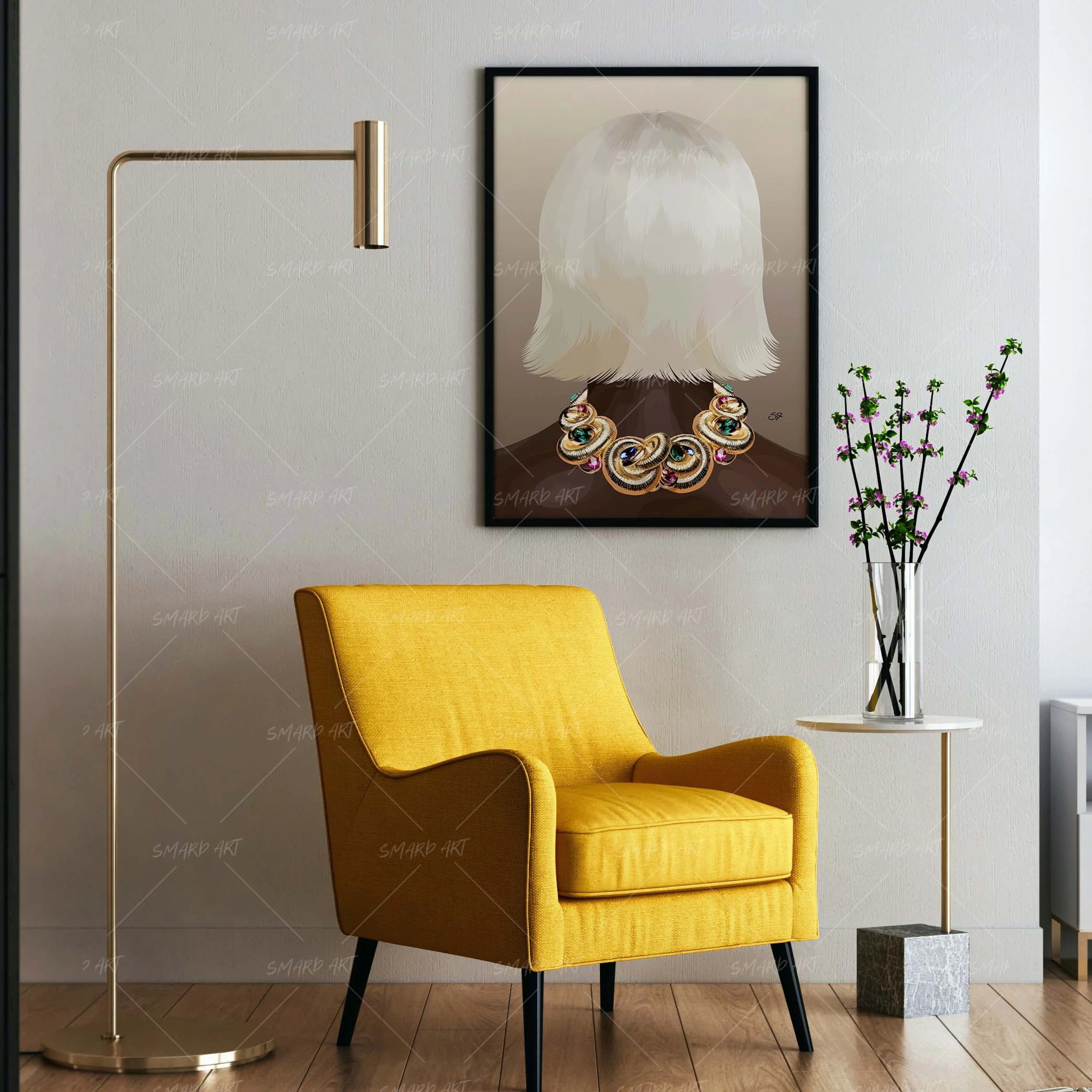 Bobiana-wall art print featuring decorative artistic design suitable for living rooms, offices, and schools by SmardArt. Elevate your space with Black wall art that speaks to culture, identity, and creativity. At Smard, we celebrate artistry made with melanin, bringing powerful and inspiring designs to life.