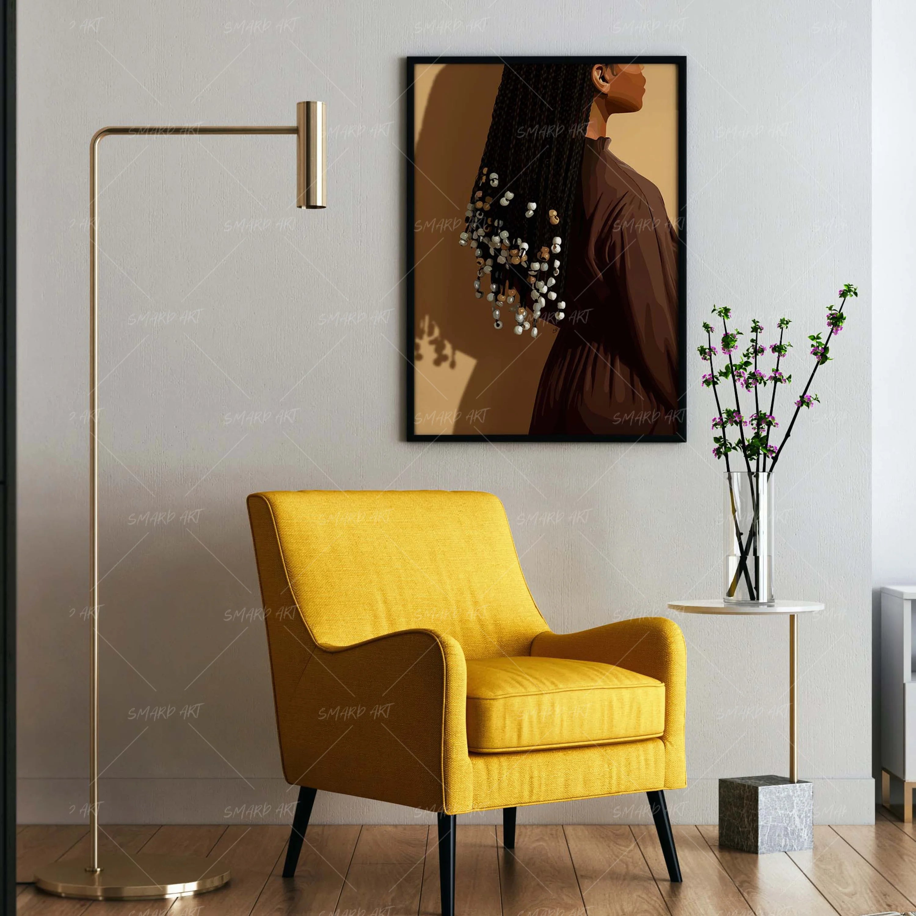 Beaded Beauty IV-wall art print featuring decorative artistic design suitable for living rooms, offices, and schools by SmardArt. Elevate your space with Black wall art that speaks to culture, identity, and creativity. At Smard, we celebrate artistry made with melanin, bringing powerful and inspiring designs to life.