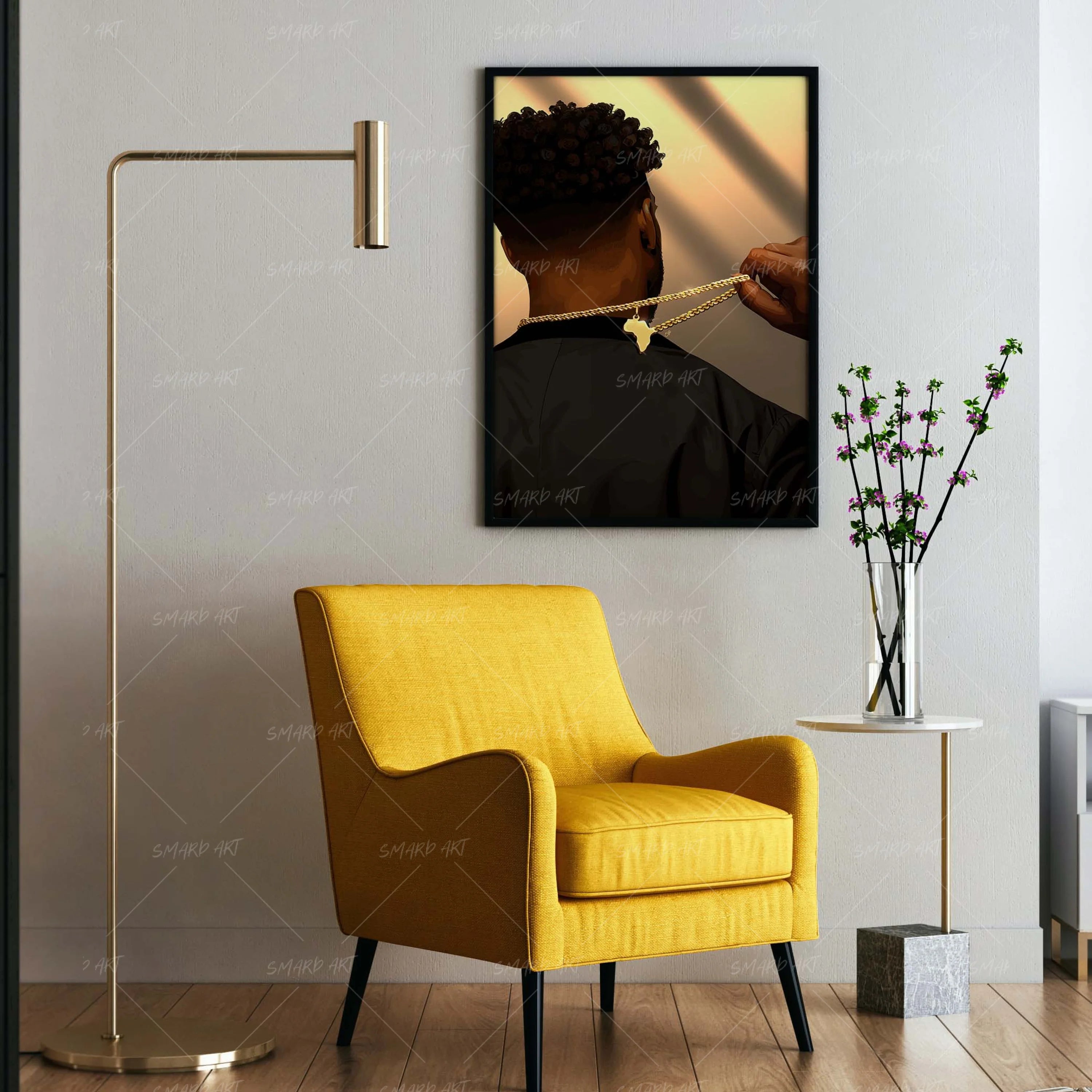 Home-wall art print featuring decorative artistic design suitable for living rooms, offices, and schools by SmardArt. Elevate your space with Black wall art that speaks to culture, identity, and creativity. At Smard, we celebrate artistry made with melanin, bringing powerful and inspiring designs to life.