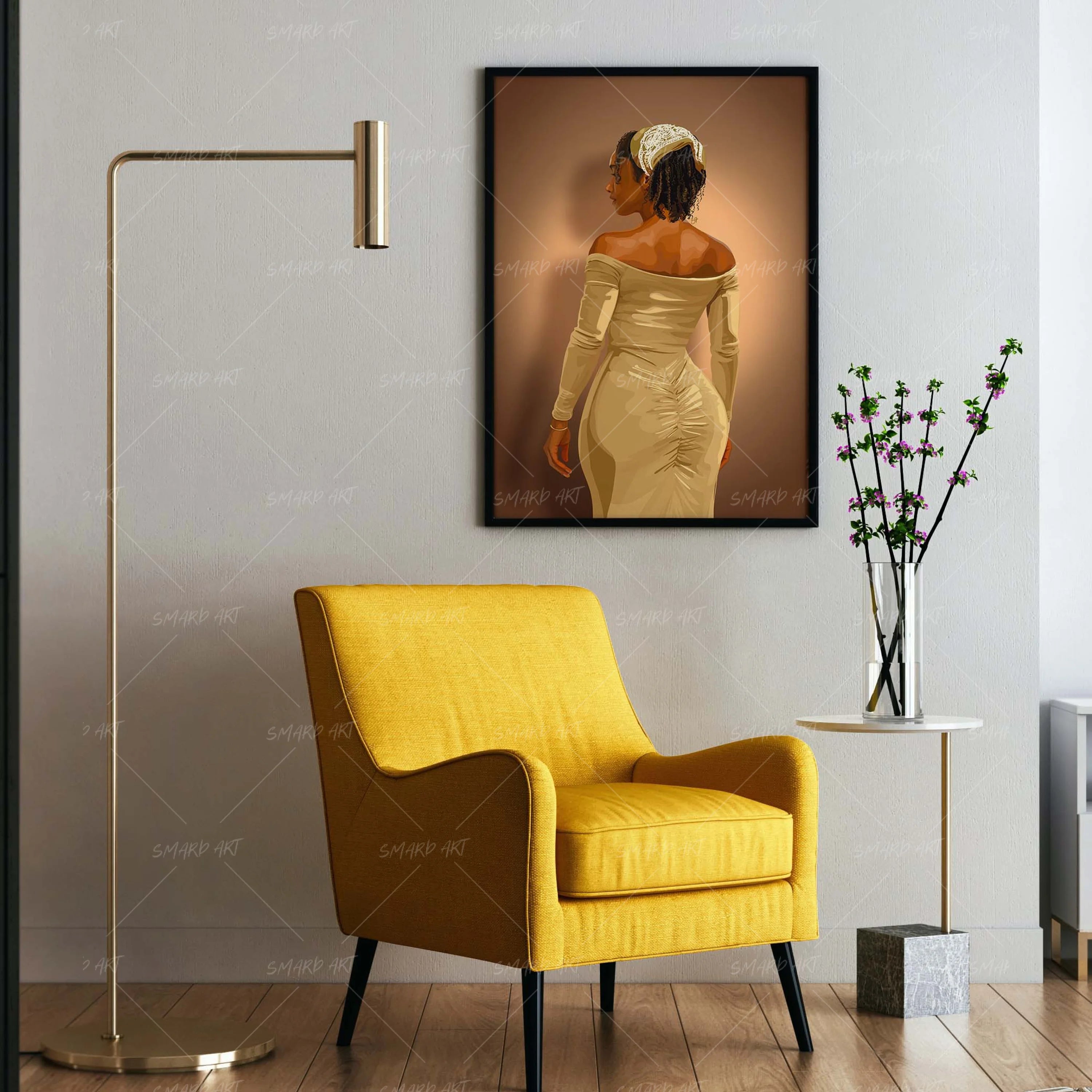 Muse-wall art print featuring decorative artistic design suitable for living rooms, offices, and schools by SmardArt. Elevate your space with Black wall art that speaks to culture, identity, and creativity. At Smard, we celebrate artistry made with melanin, bringing powerful and inspiring designs to life.