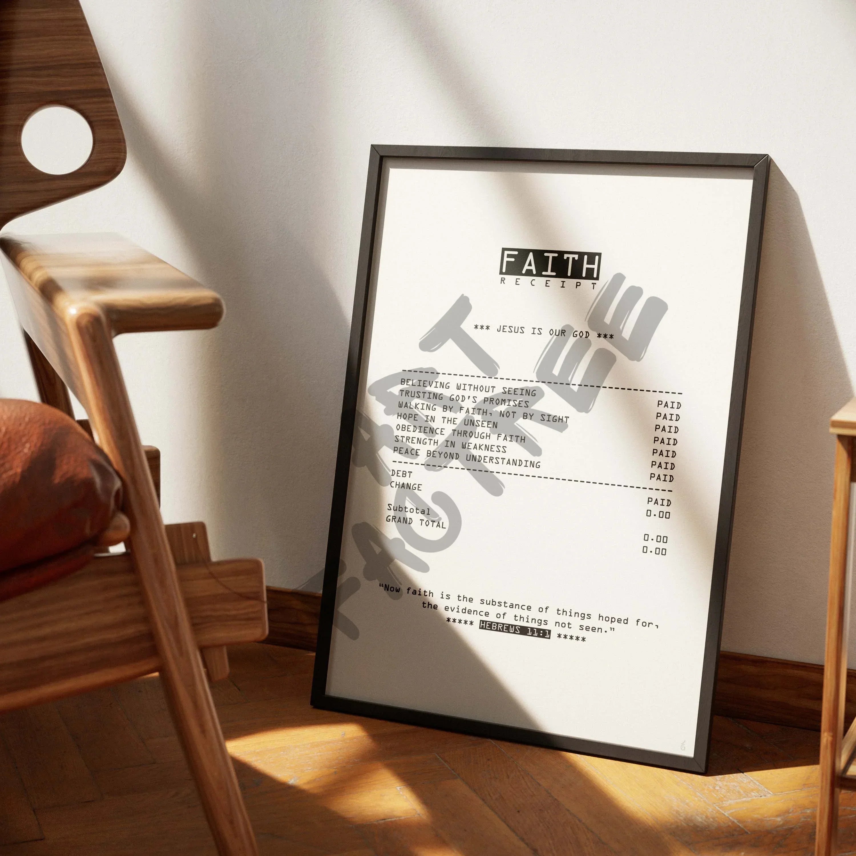 Faith-wall art print featuring decorative artistic design suitable for living rooms, offices, and schools by SmardArt. Elevate your space with Black wall art that speaks to culture, identity, and creativity. At Smard, we celebrate artistry made with melanin, bringing powerful and inspiring designs to life.