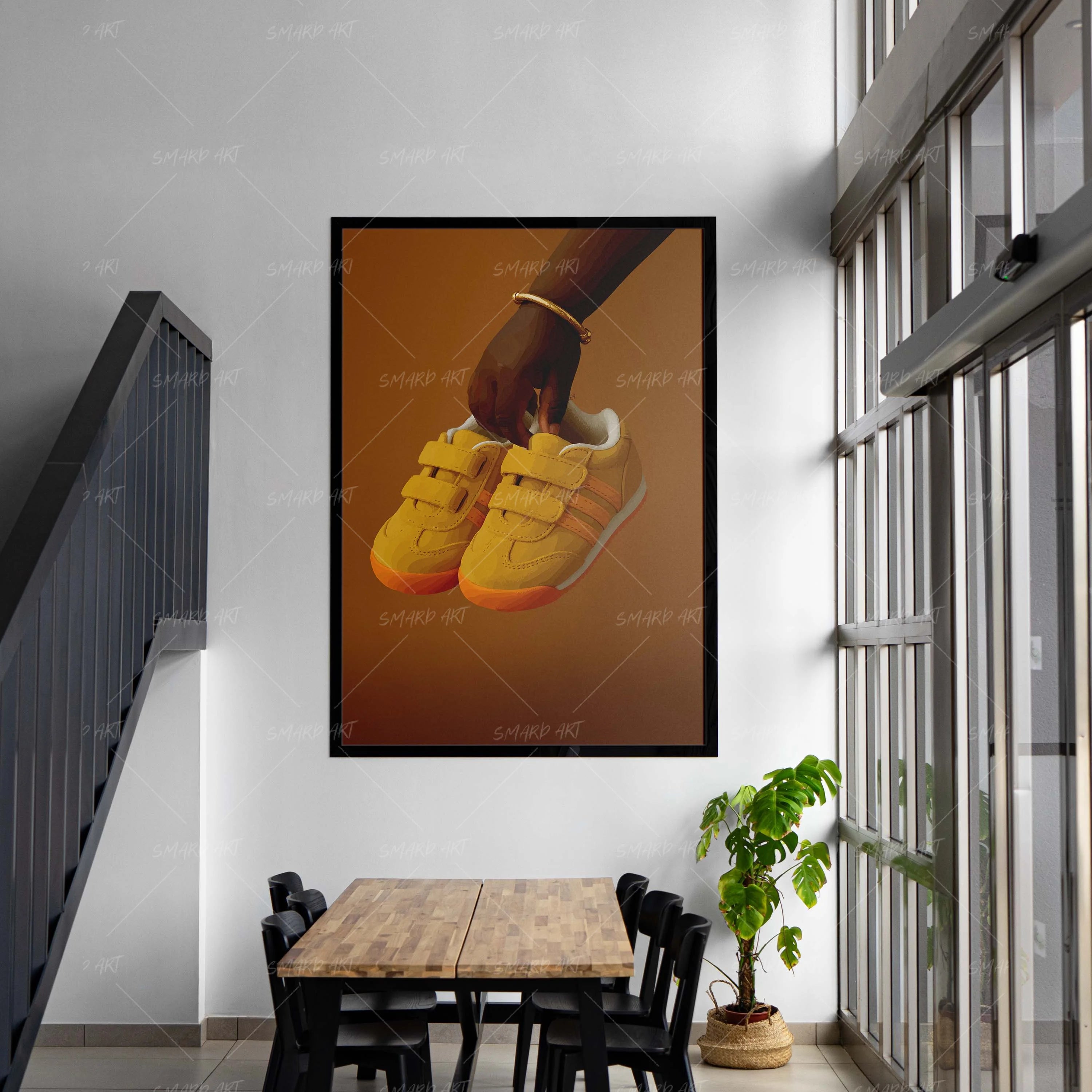 Lil Kicks-wall art print featuring decorative artistic design suitable for living rooms, offices, and schools by SmardArt. Elevate your space with Black wall art that speaks to culture, identity, and creativity. At Smard, we celebrate artistry made with melanin, bringing powerful and inspiring designs to life.