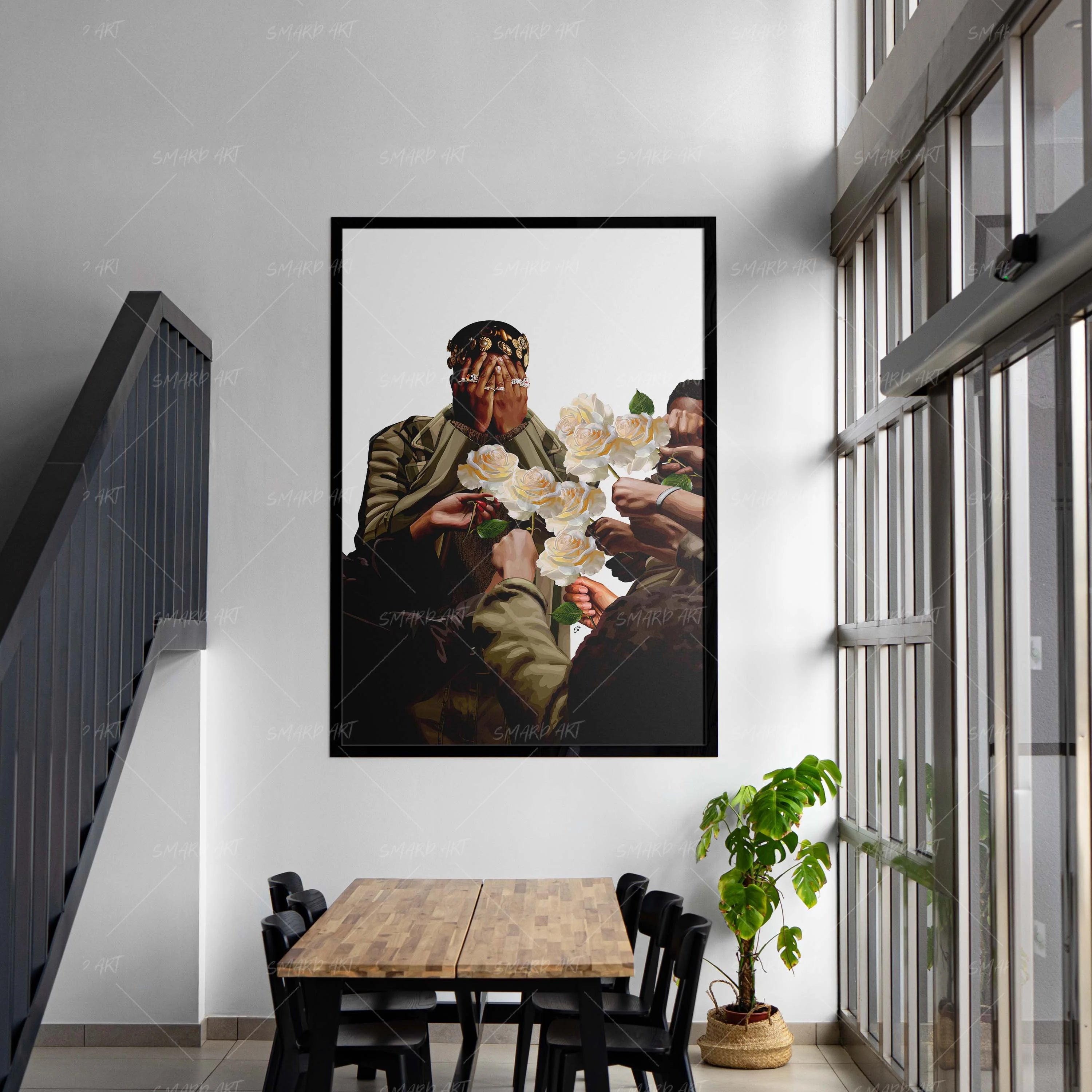 Petaled Praise-wall art print featuring decorative artistic design suitable for living rooms, offices, and schools by SmardArt. Elevate your space with Black wall art that speaks to culture, identity, and creativity. At Smard, we celebrate artistry made with melanin, bringing powerful and inspiring designs to life.