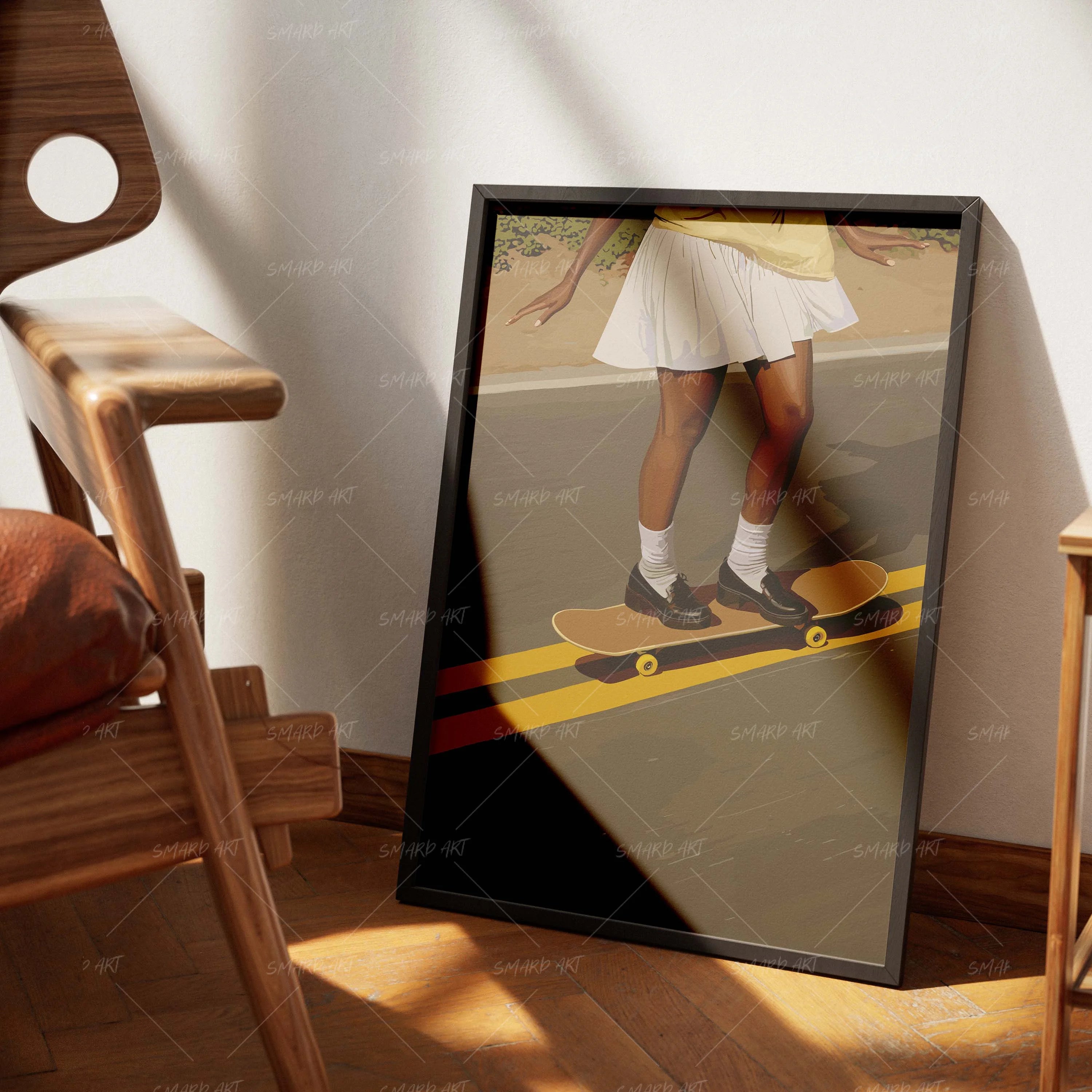 Slide In Style-wall art print featuring decorative artistic design suitable for living rooms, offices, and schools by SmardArt. Elevate your space with Black wall art that speaks to culture, identity, and creativity. At Smard, we celebrate artistry made with melanin, bringing powerful and inspiring designs to life.