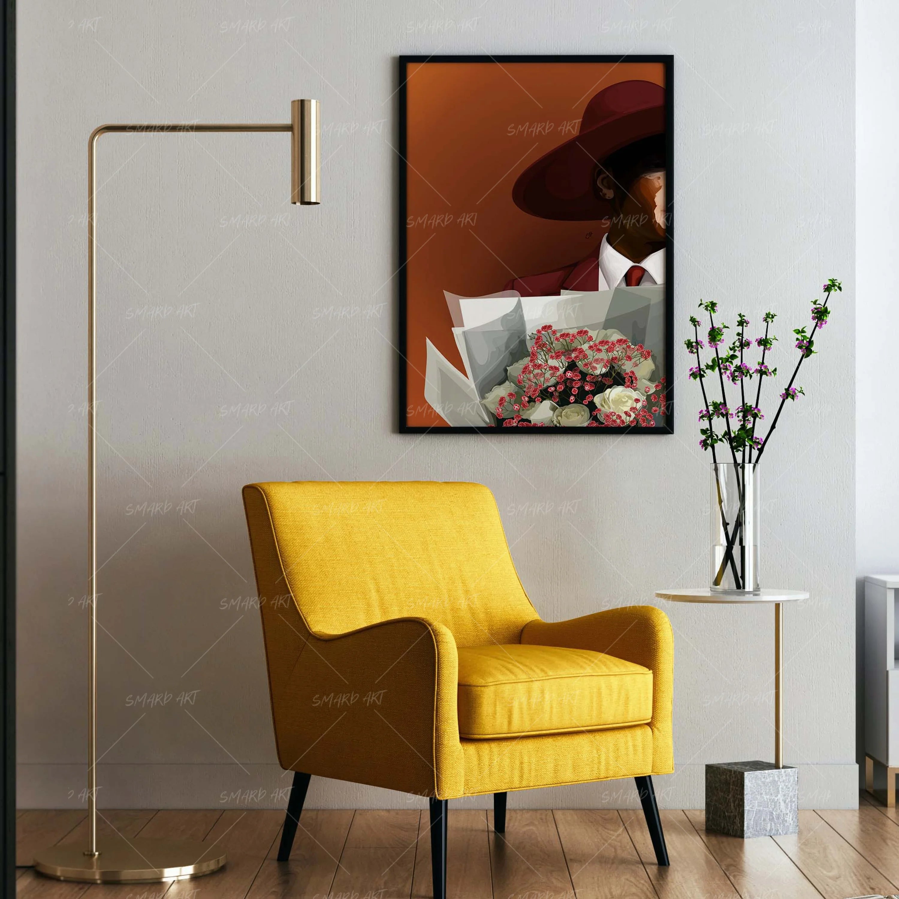 Floral Intentions-wall art print featuring decorative artistic design suitable for living rooms, offices, and schools by SmardArt. Elevate your space with Black wall art that speaks to culture, identity, and creativity. At Smard, we celebrate artistry made with melanin, bringing powerful and inspiring designs to life.