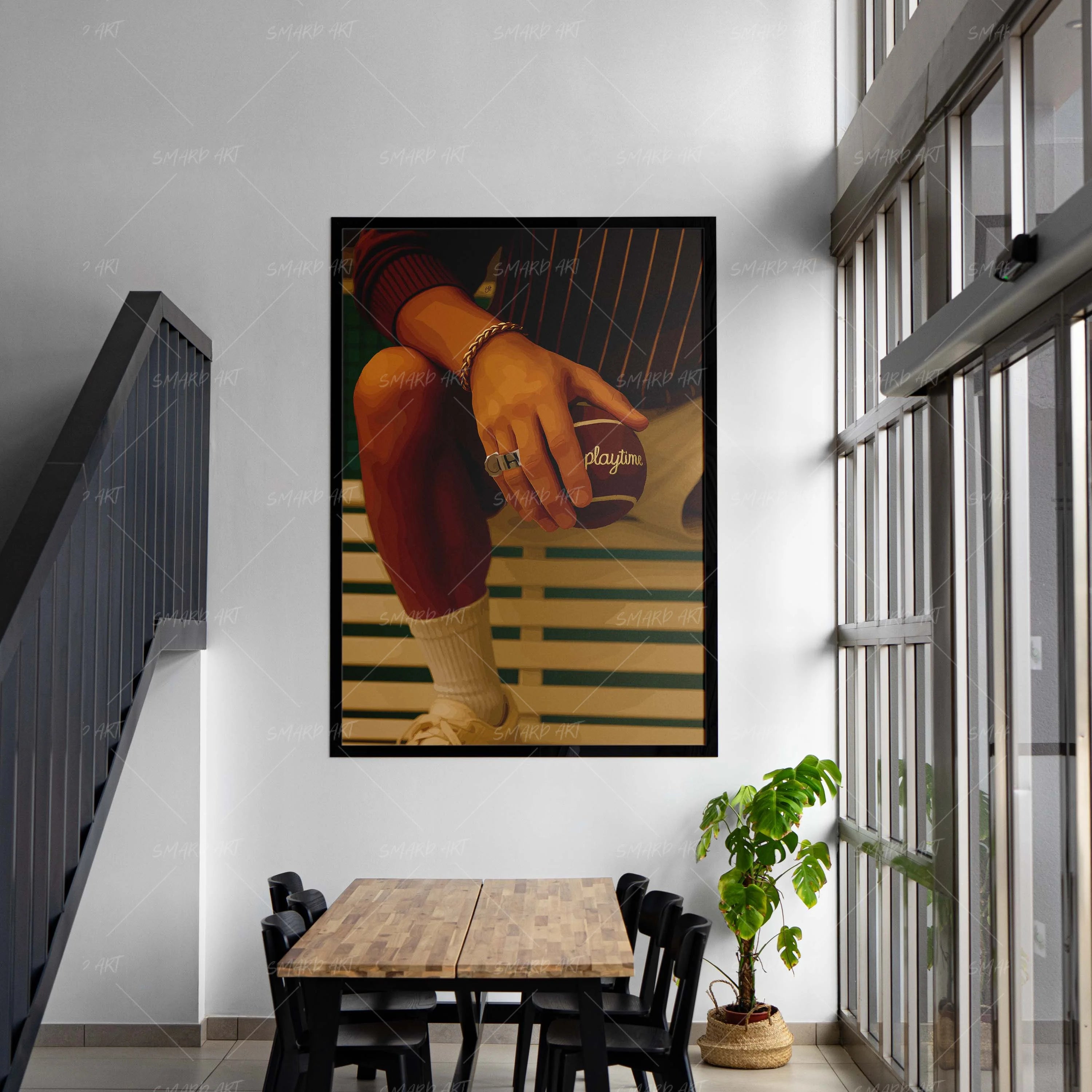 Racket Ready-wall art print featuring decorative artistic design suitable for living rooms, offices, and schools by SmardArt. Elevate your space with Black wall art that speaks to culture, identity, and creativity. At Smard, we celebrate artistry made with melanin, bringing powerful and inspiring designs to life.