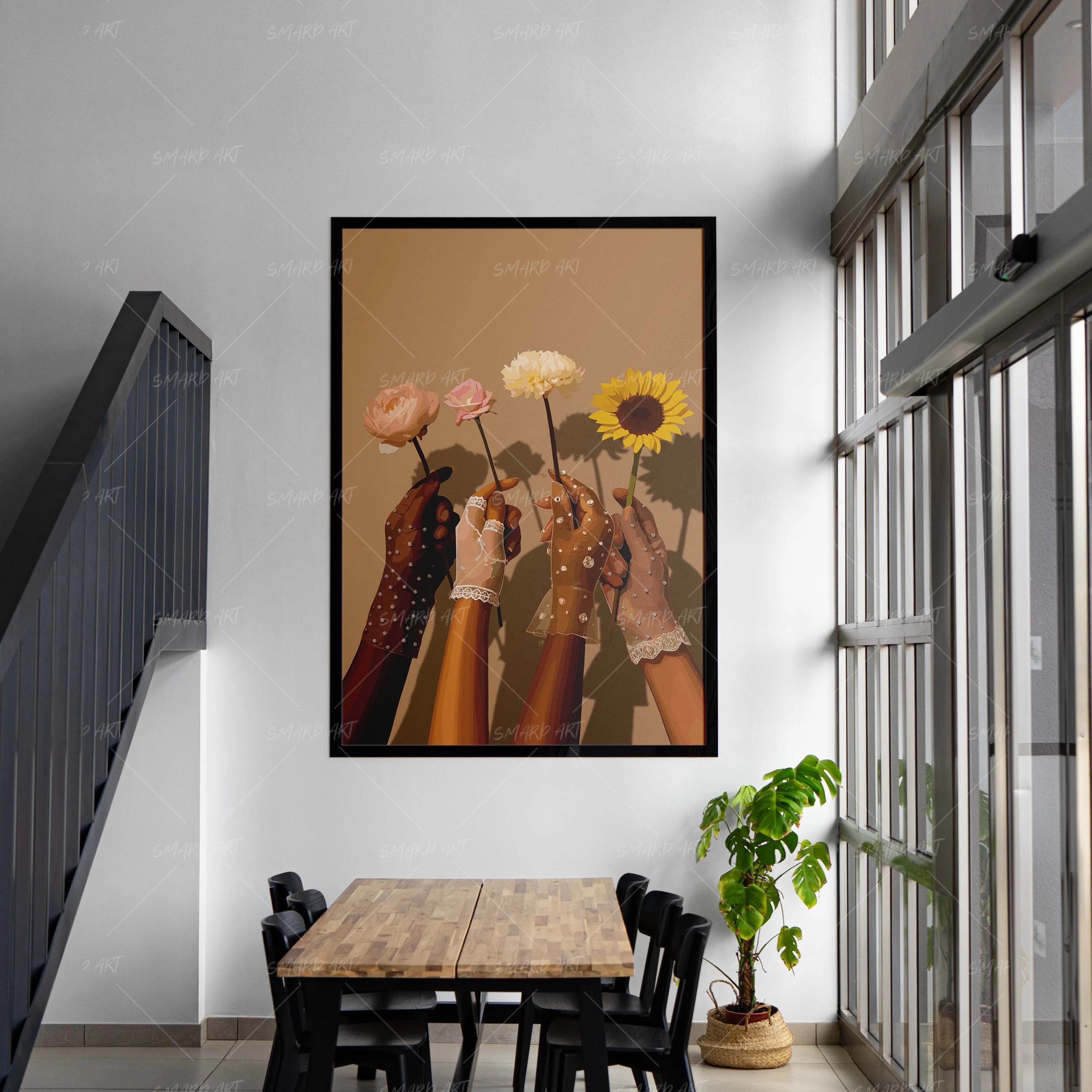 Sisterly-wall art print featuring decorative artistic design suitable for living rooms, offices, and schools by SmardArt. Elevate your space with Black wall art that speaks to culture, identity, and creativity. At Smard, we celebrate artistry made with melanin, bringing powerful and inspiring designs to life.
