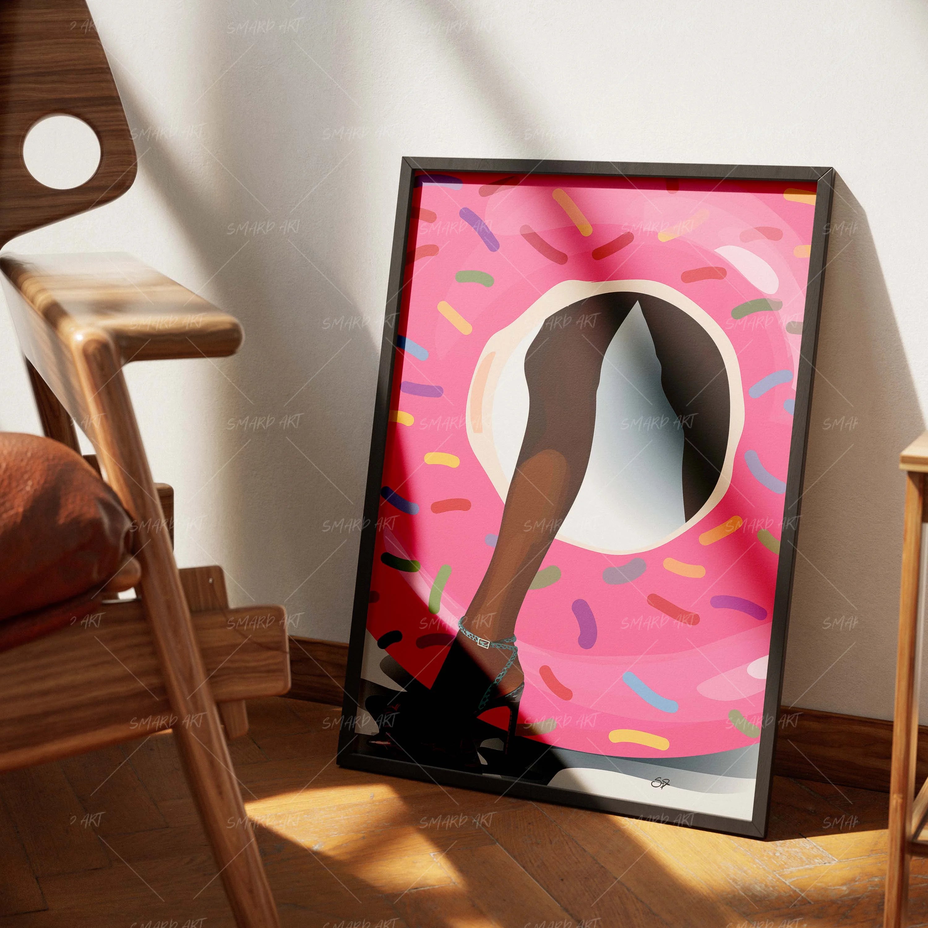 Bite & Stride-wall art print featuring decorative artistic design suitable for living rooms, offices, and schools by SmardArt. Elevate your space with Black wall art that speaks to culture, identity, and creativity. At Smard, we celebrate artistry made with melanin, bringing powerful and inspiring designs to life.