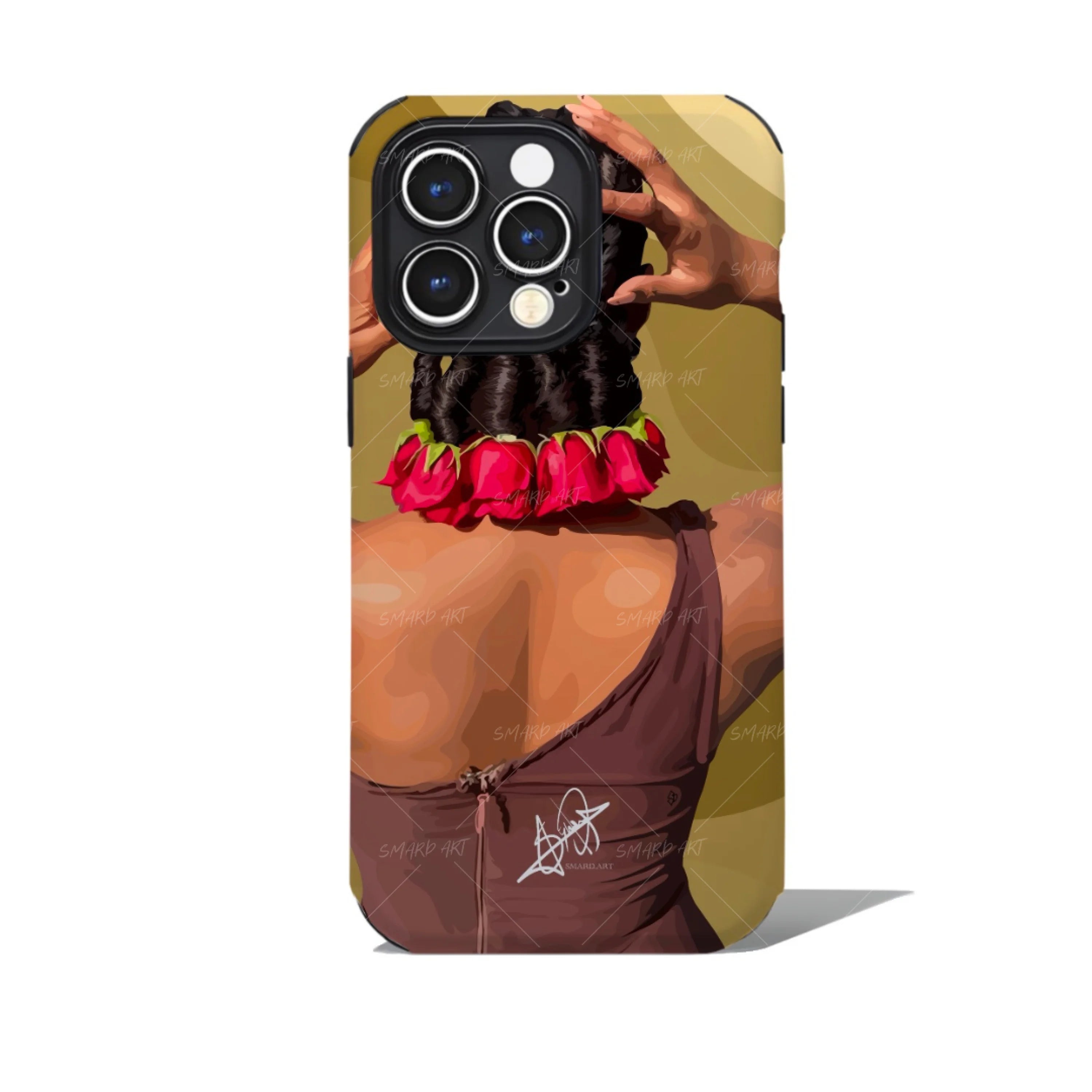 Roses Hair Phone Case-wall art print featuring decorative artistic design suitable for living rooms, offices, and schools by SmardArt. Elevate your space with Black wall art that speaks to culture, identity, and creativity. At Smard, we celebrate artistry made with melanin, bringing powerful and inspiring designs to life.