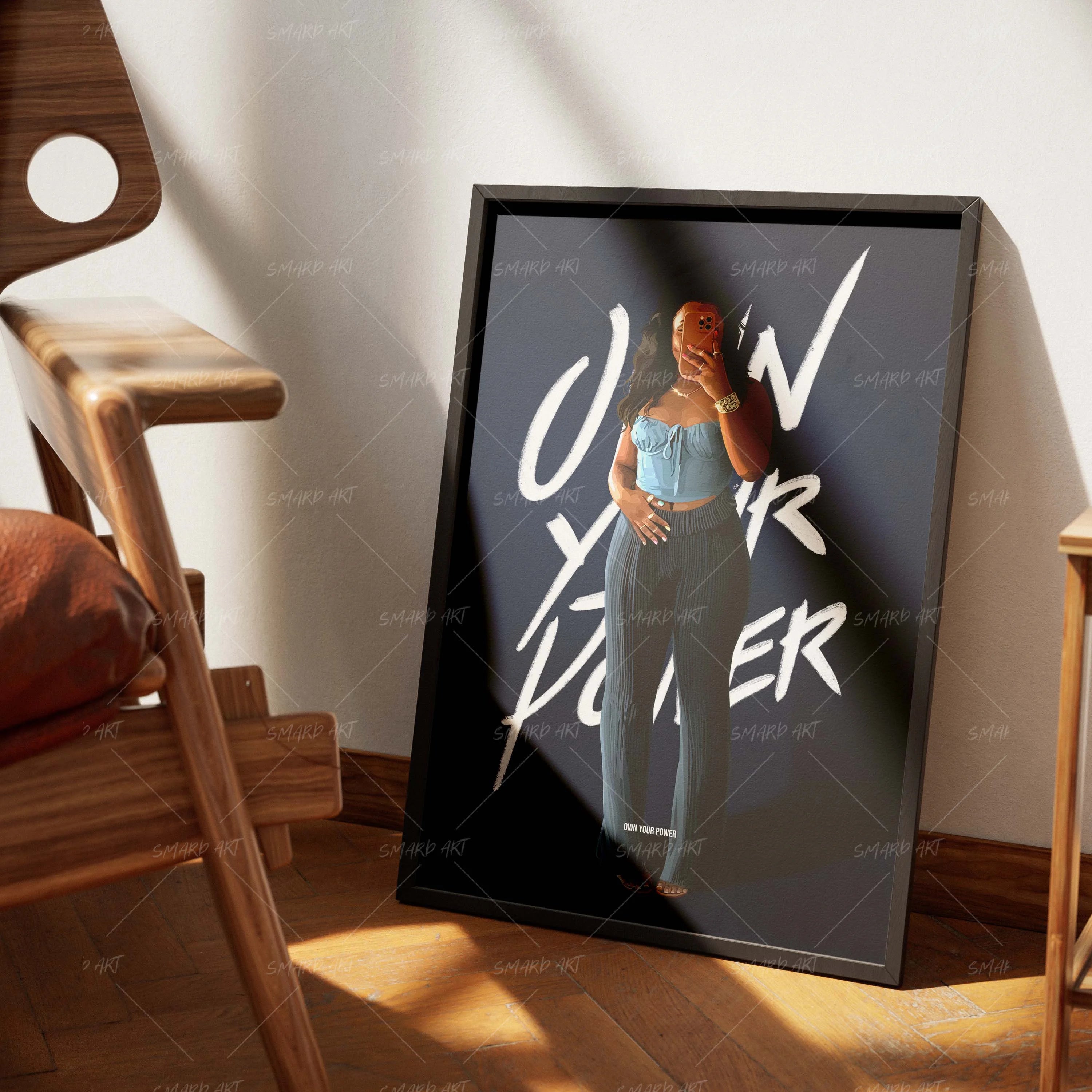 Own Your Power-wall art print featuring decorative artistic design suitable for living rooms, offices, and schools by SmardArt. Elevate your space with Black wall art that speaks to culture, identity, and creativity. At Smard, we celebrate artistry made with melanin, bringing powerful and inspiring designs to life.
