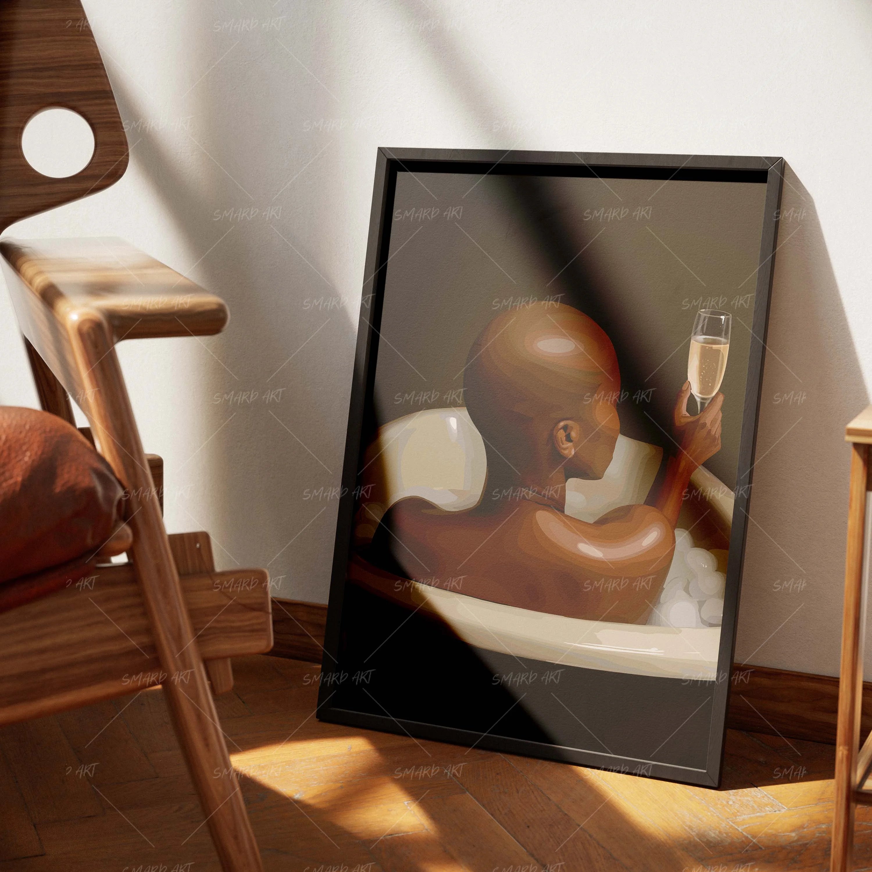 Bald & Becoming-wall art print featuring decorative artistic design suitable for living rooms, offices, and schools by SmardArt. Elevate your space with Black wall art that speaks to culture, identity, and creativity. At Smard, we celebrate artistry made with melanin, bringing powerful and inspiring designs to life.