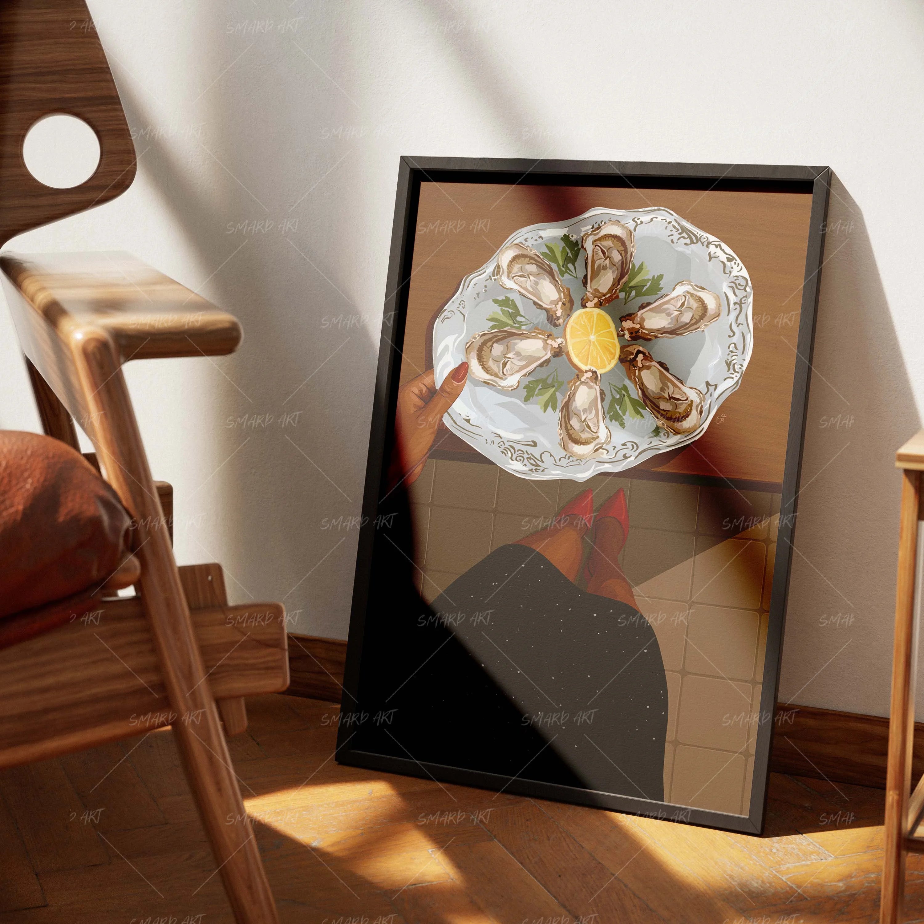 Oyster Plate-wall art print featuring decorative artistic design suitable for living rooms, offices, and schools by SmardArt. Elevate your space with Black wall art that speaks to culture, identity, and creativity. At Smard, we celebrate artistry made with melanin, bringing powerful and inspiring designs to life.