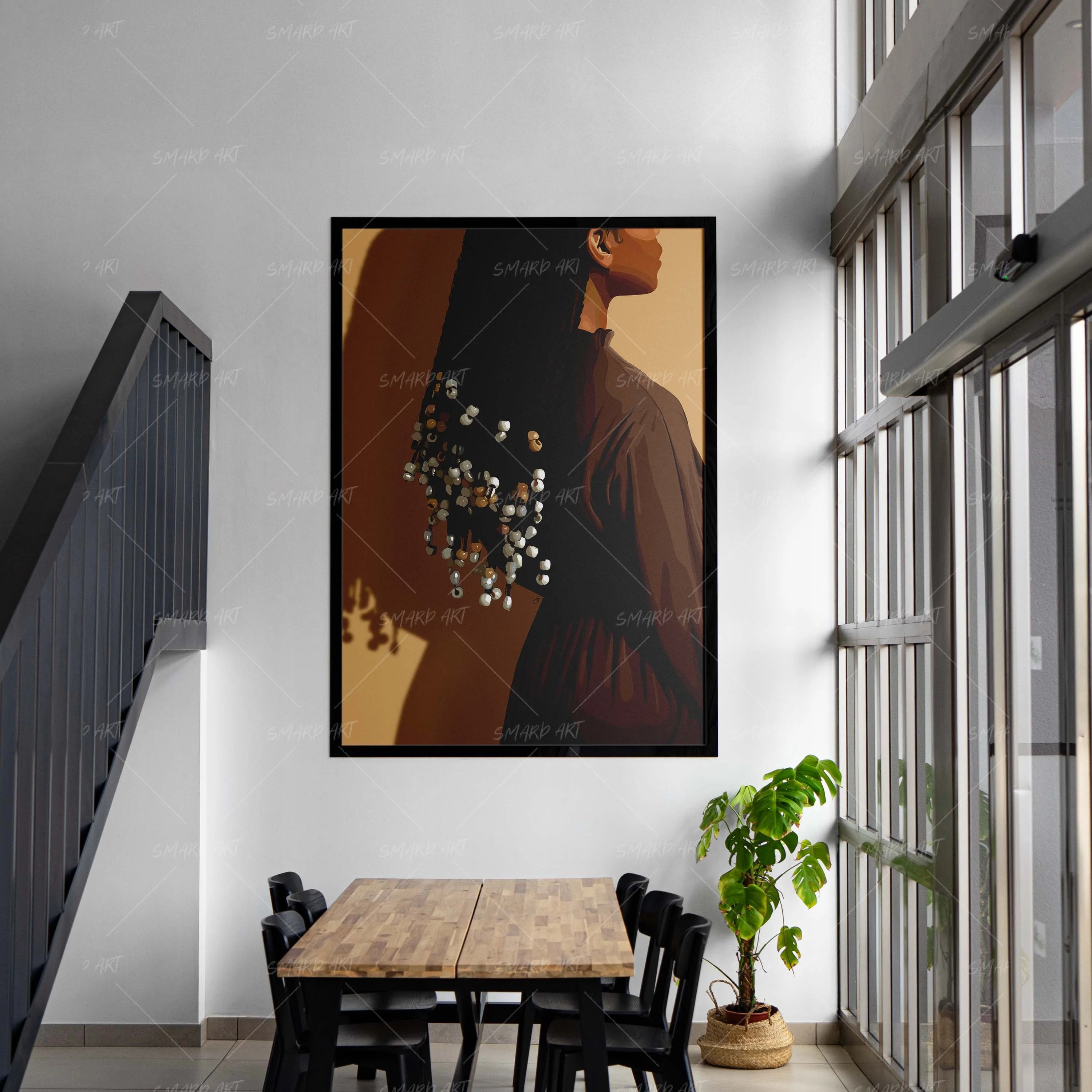 Beaded Beauty IV-wall art print featuring decorative artistic design suitable for living rooms, offices, and schools by SmardArt. Elevate your space with Black wall art that speaks to culture, identity, and creativity. At Smard, we celebrate artistry made with melanin, bringing powerful and inspiring designs to life.