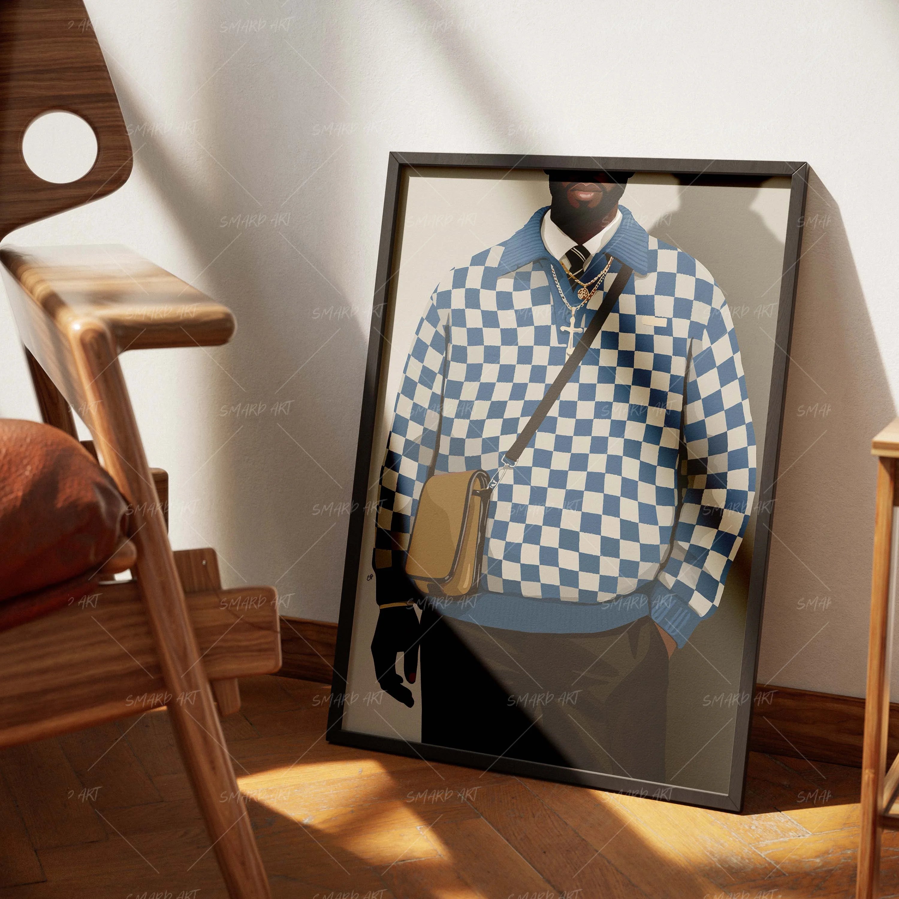Man Of Mode-wall art print featuring decorative artistic design suitable for living rooms, offices, and schools by SmardArt. Elevate your space with Black wall art that speaks to culture, identity, and creativity. At Smard, we celebrate artistry made with melanin, bringing powerful and inspiring designs to life.