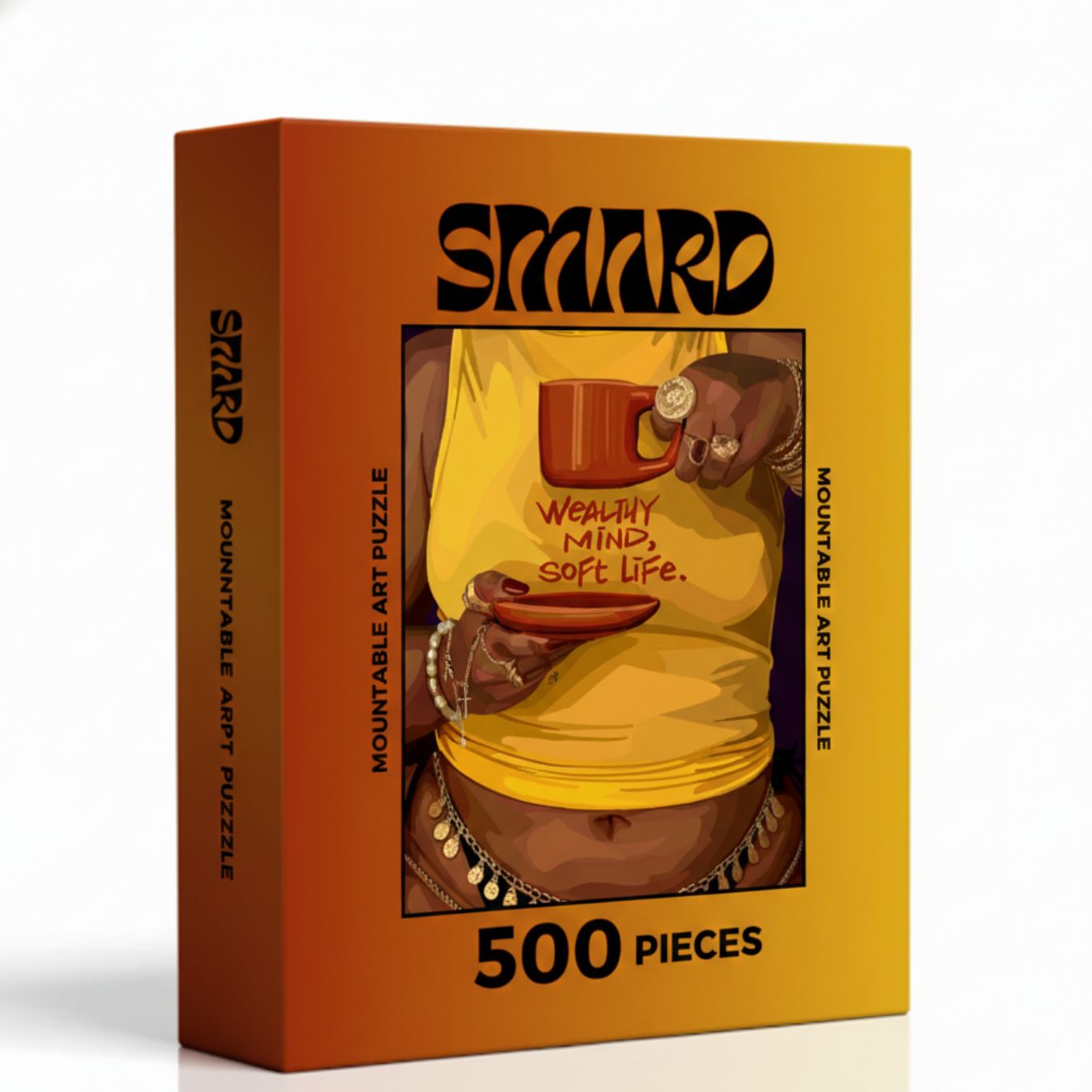 Wealthy Mind, Soft Life Puzzle-wall art print featuring decorative artistic design suitable for living rooms, offices, and schools by SmardArt