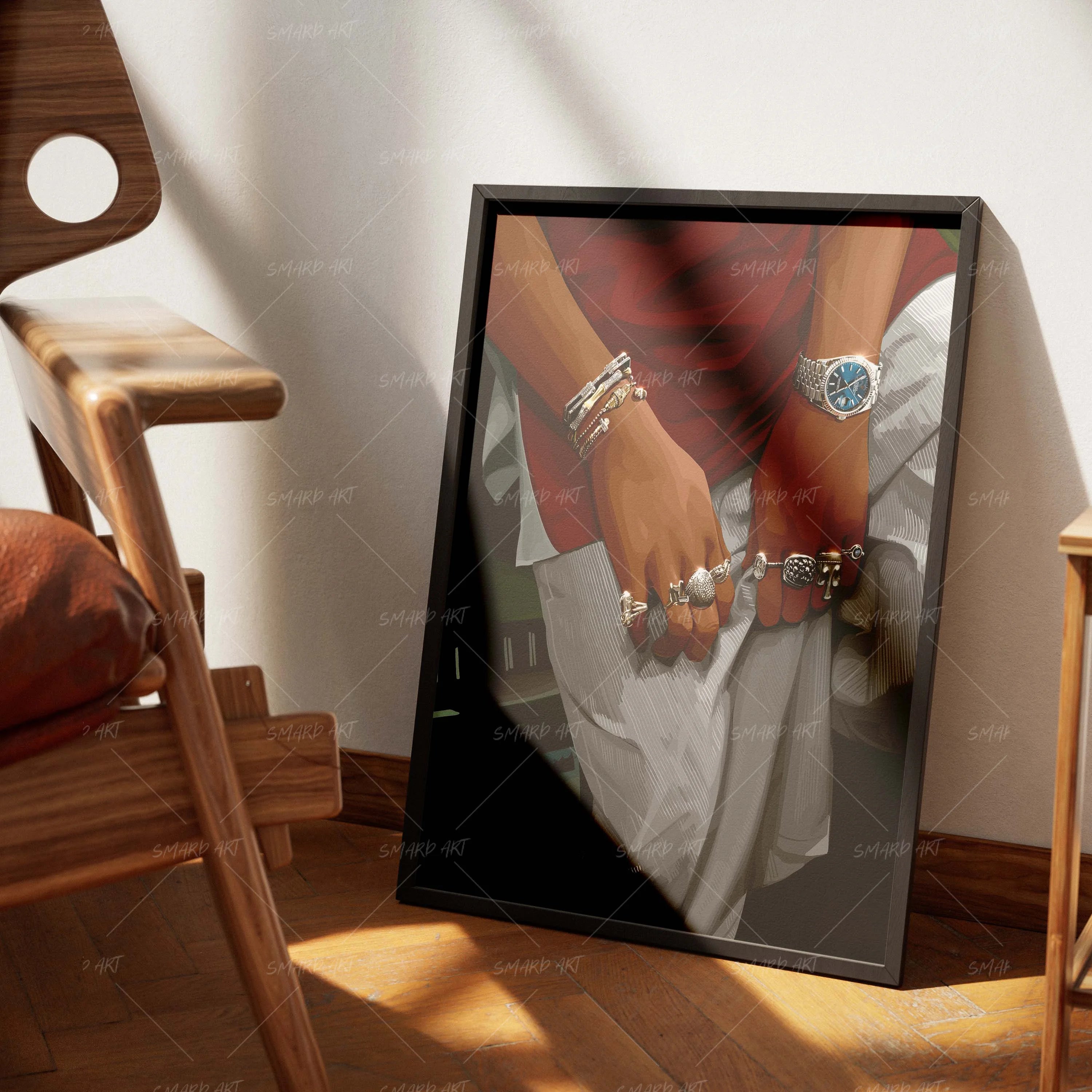 Wrist Game Strong-wall art print featuring decorative artistic design suitable for living rooms, offices, and schools by SmardArt. Elevate your space with Black wall art that speaks to culture, identity, and creativity. At Smard, we celebrate artistry made with melanin, bringing powerful and inspiring designs to life.