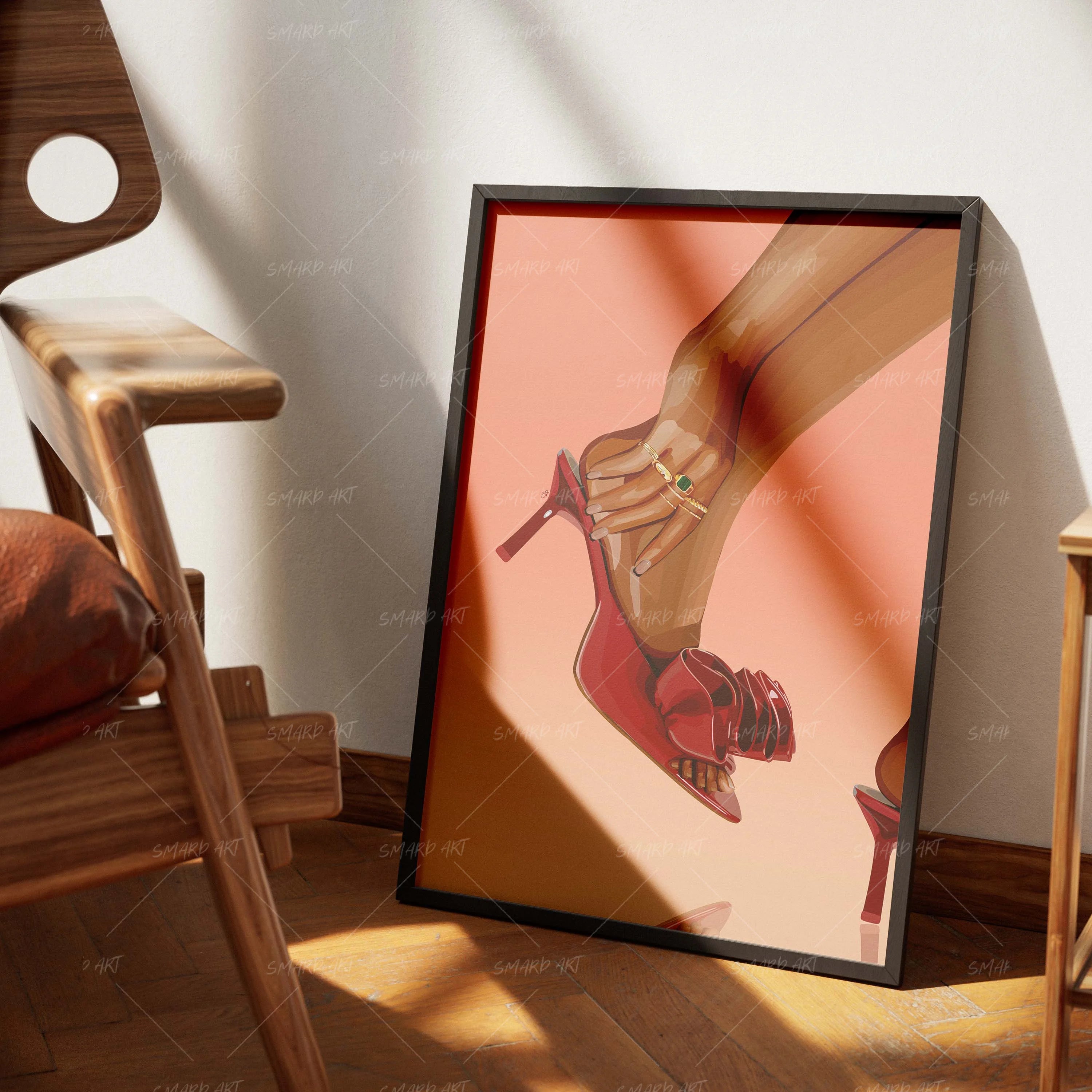 Stiletto Luxe-wall art print featuring decorative artistic design suitable for living rooms, offices, and schools by SmardArt. Elevate your space with Black wall art that speaks to culture, identity, and creativity. At Smard, we celebrate artistry made with melanin, bringing powerful and inspiring designs to life.