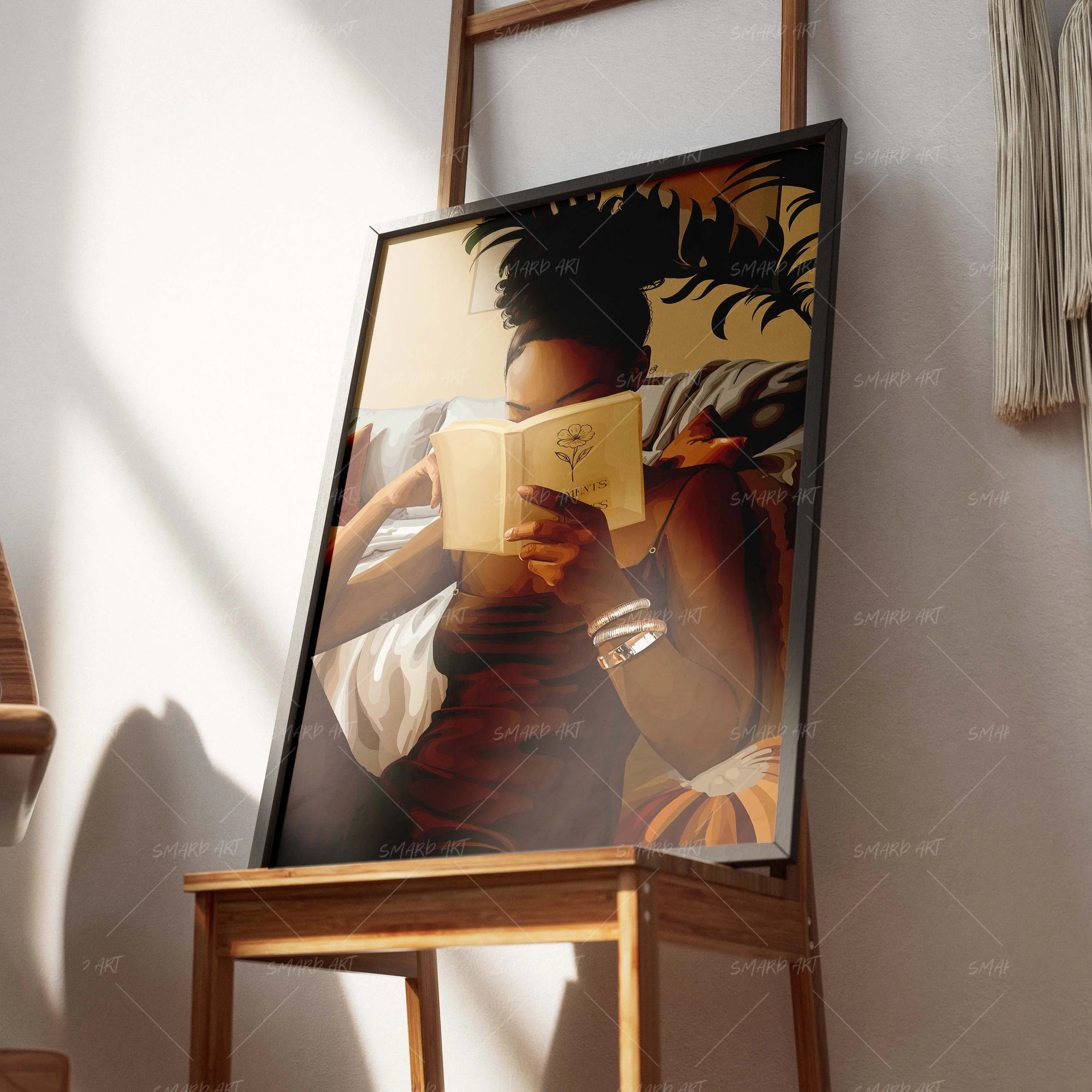 Moments Of Stillness-wall art print featuring decorative artistic design suitable for living rooms, offices, and schools by SmardArt. Elevate your space with Black wall art that speaks to culture, identity, and creativity. At Smard, we celebrate artistry made with melanin, bringing powerful and inspiring designs to life.