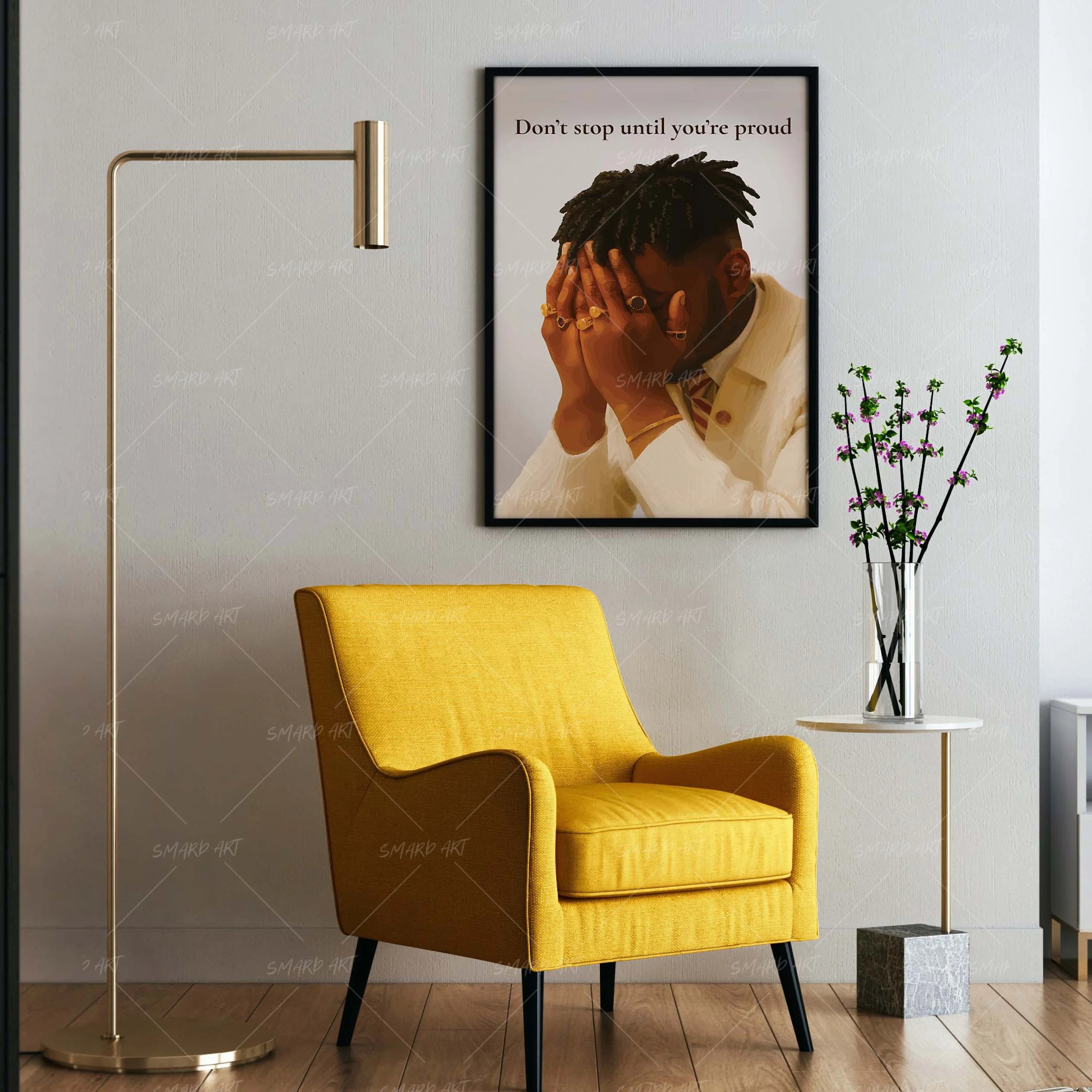 Headspace-wall art print featuring decorative artistic design suitable for living rooms, offices, and schools by SmardArt. Elevate your space with Black wall art that speaks to culture, identity, and creativity. At Smard, we celebrate artistry made with melanin, bringing powerful and inspiring designs to life.