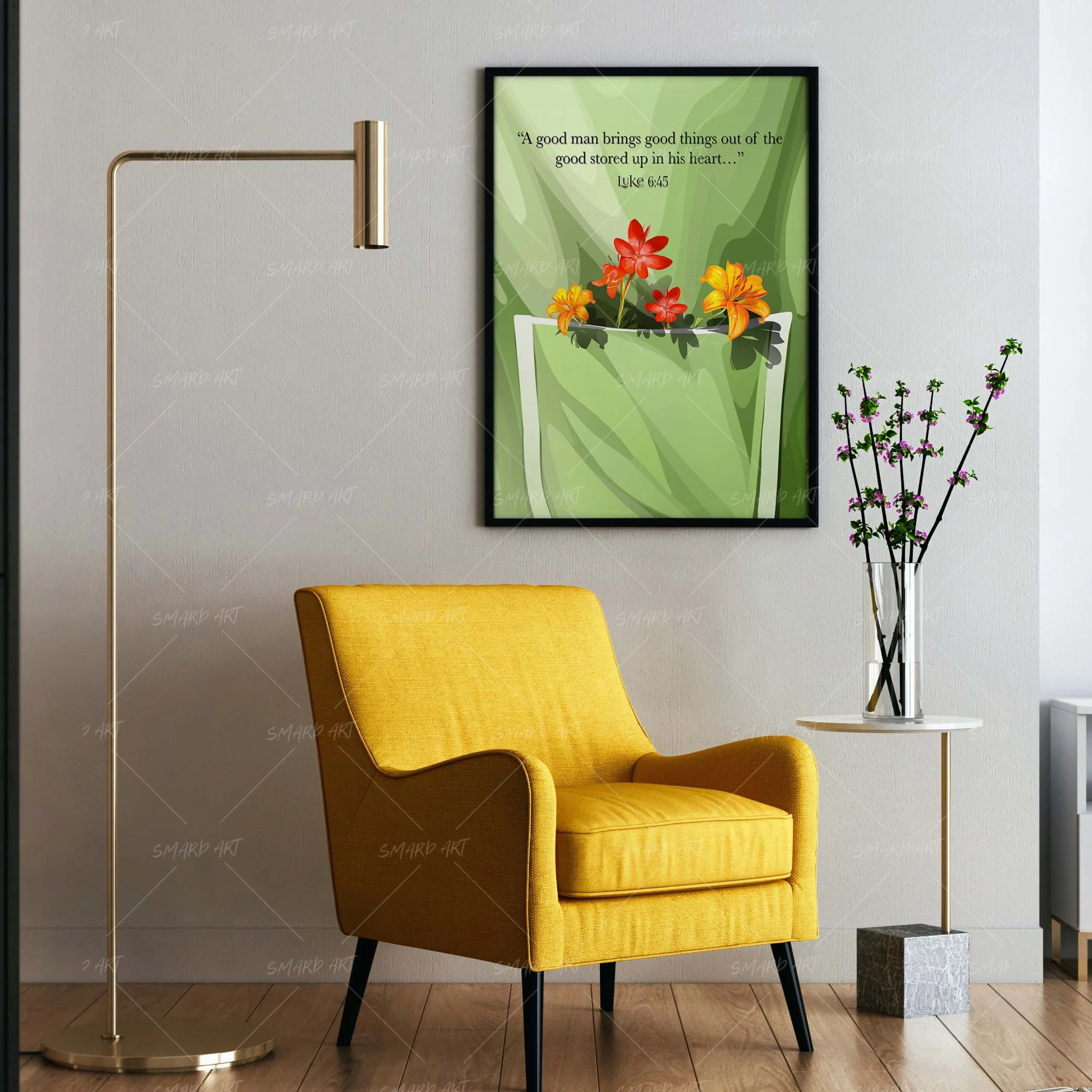 Luke 6:45-wall art print featuring decorative artistic design suitable for living rooms, offices, and schools by SmardArt. Elevate your space with Black wall art that speaks to culture, identity, and creativity. At Smard, we celebrate artistry made with melanin, bringing powerful and inspiring designs to life.