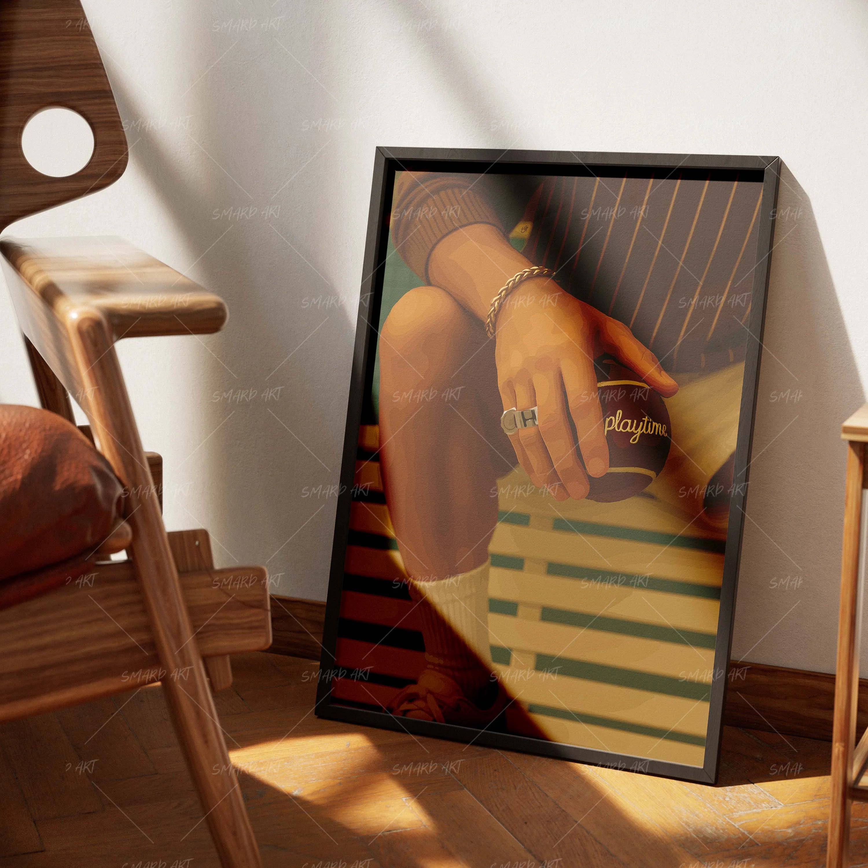 Racket Ready-wall art print featuring decorative artistic design suitable for living rooms, offices, and schools by SmardArt. Elevate your space with Black wall art that speaks to culture, identity, and creativity. At Smard, we celebrate artistry made with melanin, bringing powerful and inspiring designs to life.