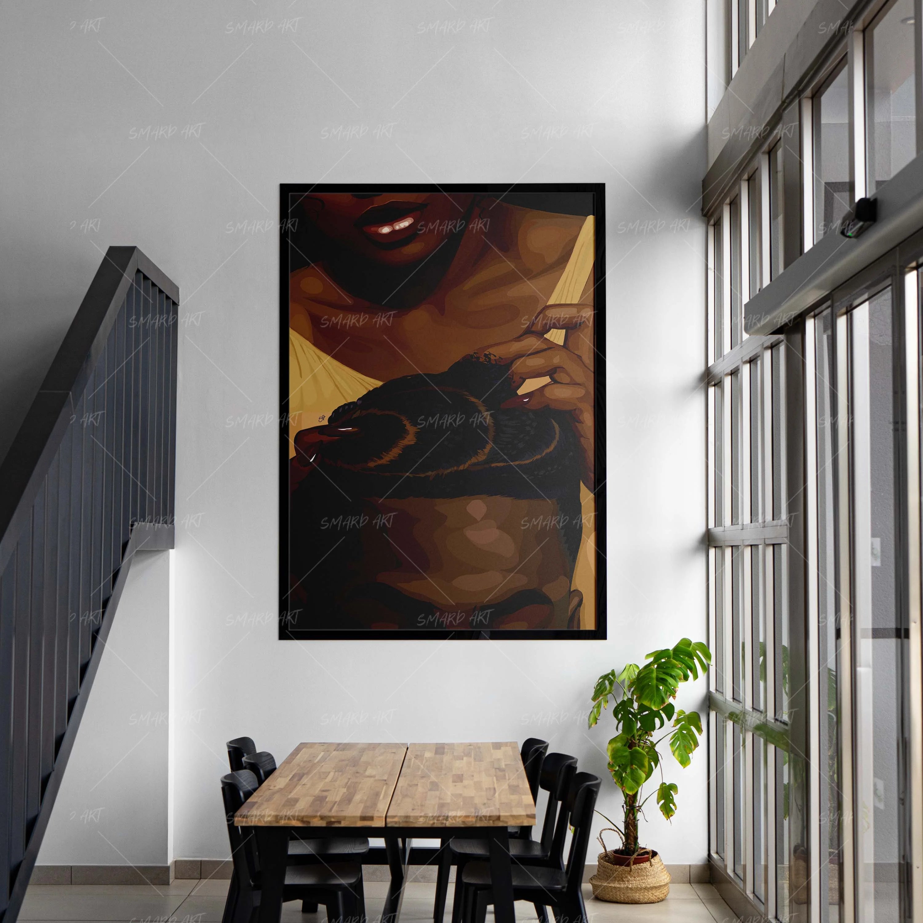 In Her Hands-wall art print featuring decorative artistic design suitable for living rooms, offices, and schools by SmardArt. Elevate your space with Black wall art that speaks to culture, identity, and creativity. At Smard, we celebrate artistry made with melanin, bringing powerful and inspiring designs to life.