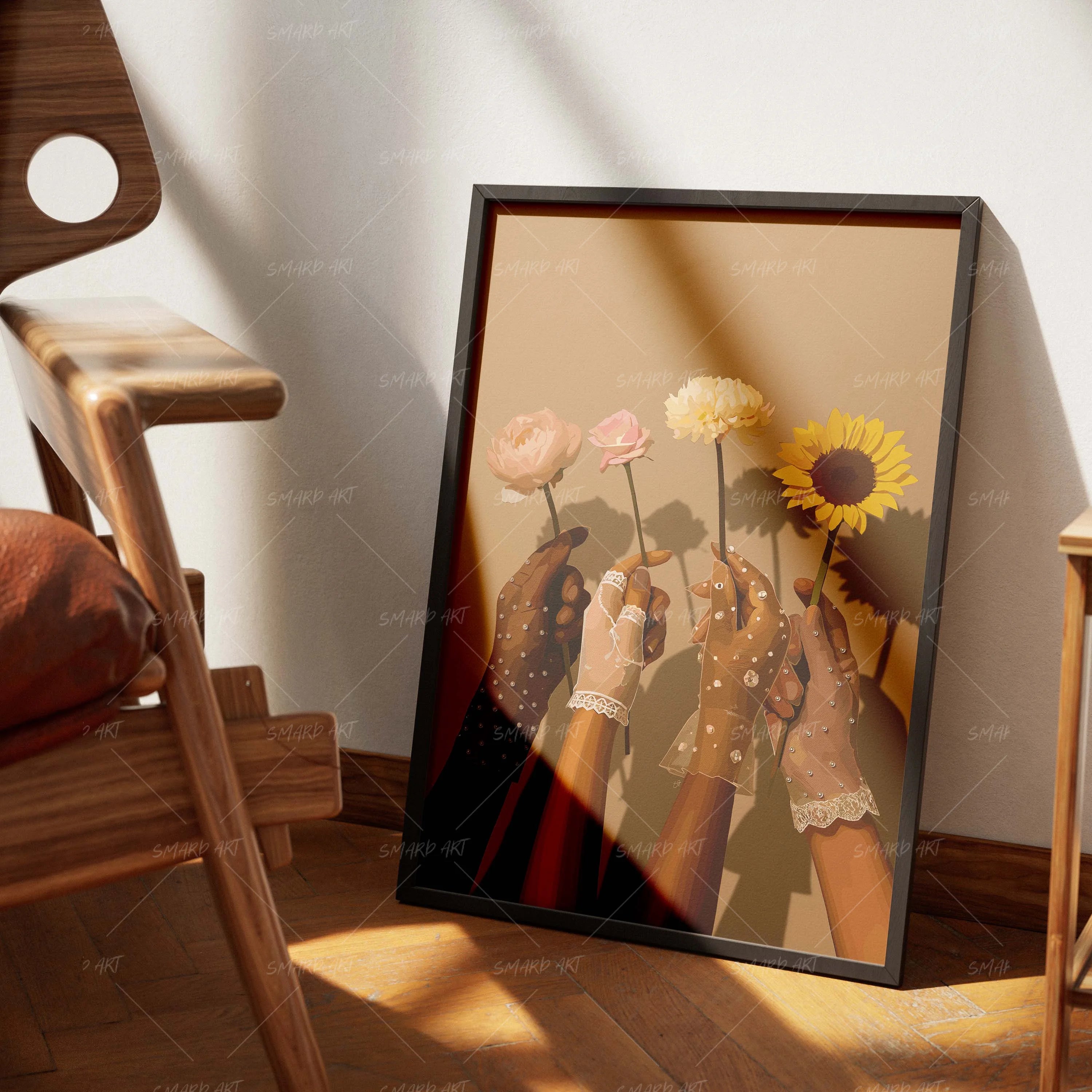 Sisterly-wall art print featuring decorative artistic design suitable for living rooms, offices, and schools by SmardArt. Elevate your space with Black wall art that speaks to culture, identity, and creativity. At Smard, we celebrate artistry made with melanin, bringing powerful and inspiring designs to life.