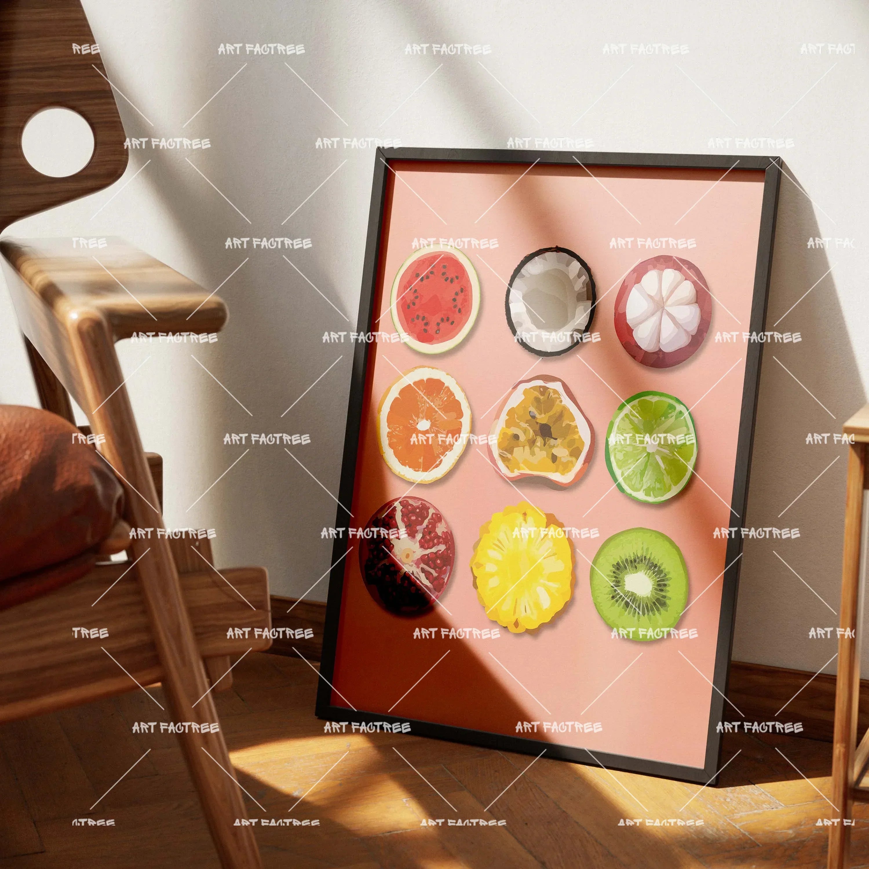 Fruit Slices (Smard X Anaya)-wall art print featuring decorative artistic design suitable for living rooms, offices, and schools by SmardArt. Elevate your space with Black wall art that speaks to culture, identity, and creativity. At Smard, we celebrate artistry made with melanin, bringing powerful and inspiring designs to life.