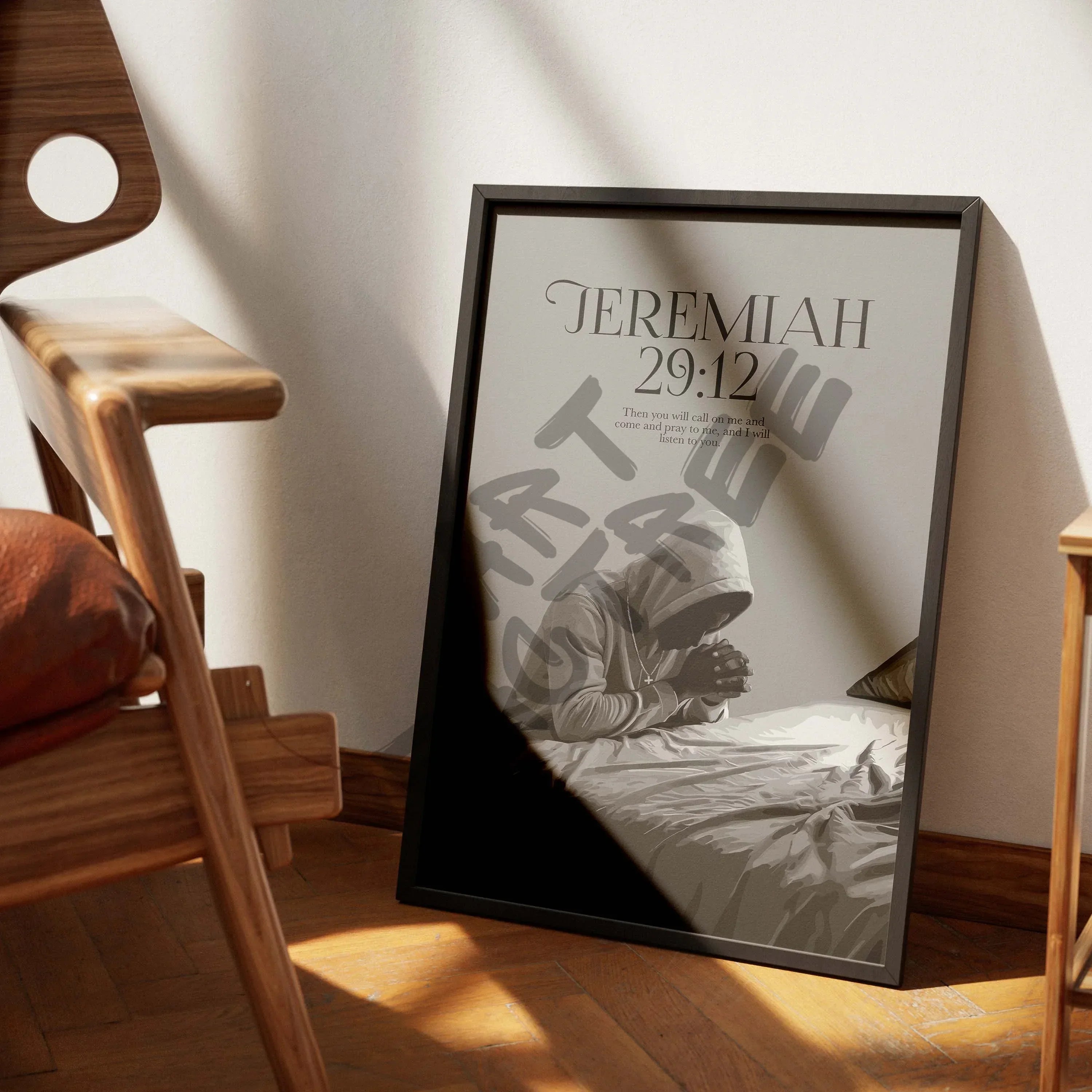 Jeremiah 29:12-wall art print featuring decorative artistic design suitable for living rooms, offices, and schools by SmardArt. Elevate your space with Black wall art that speaks to culture, identity, and creativity. At Smard, we celebrate artistry made with melanin, bringing powerful and inspiring designs to life.