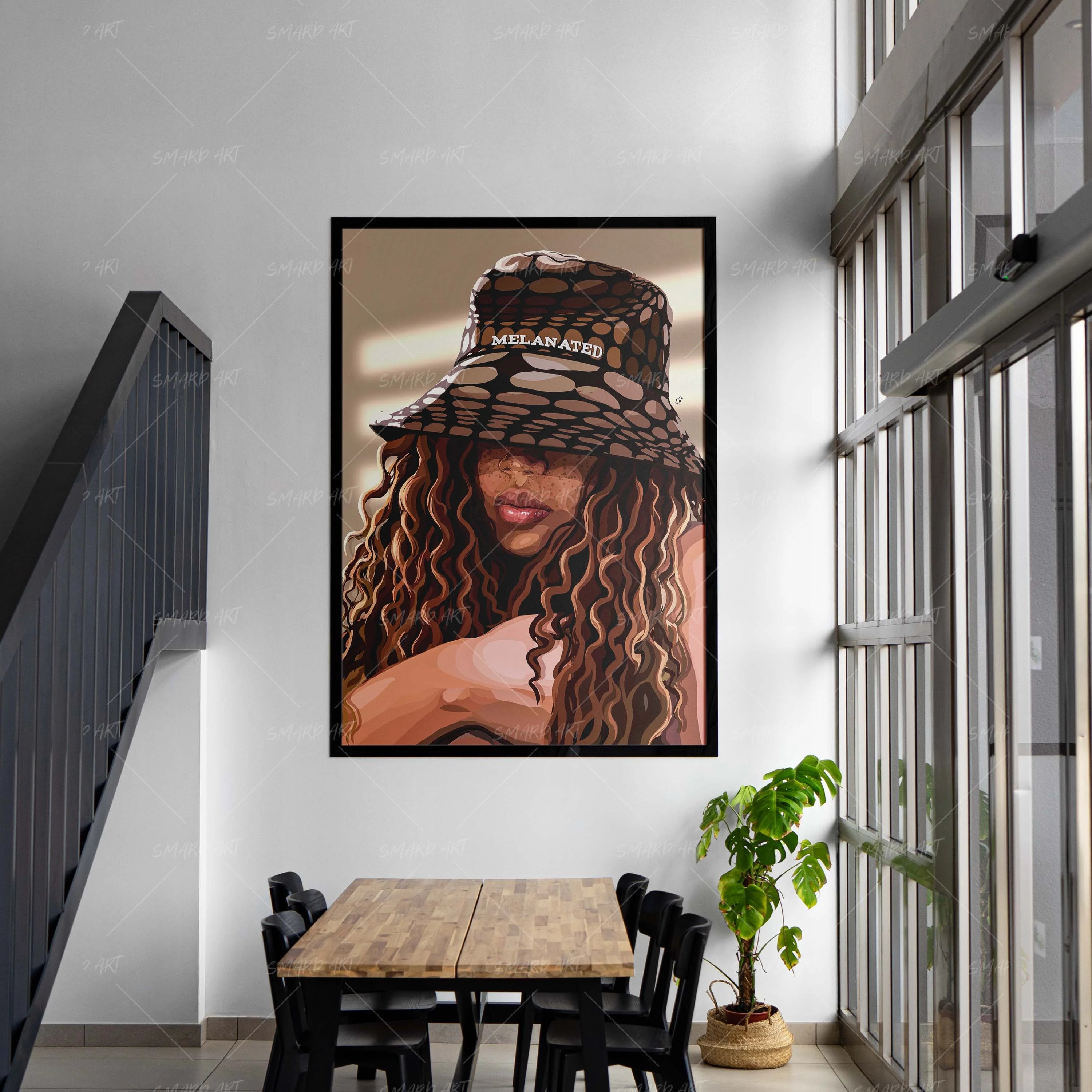 Melanated-wall art print featuring decorative artistic design suitable for living rooms, offices, and schools by SmardArt. Elevate your space with Black wall art that speaks to culture, identity, and creativity. At Smard, we celebrate artistry made with melanin, bringing powerful and inspiring designs to life.