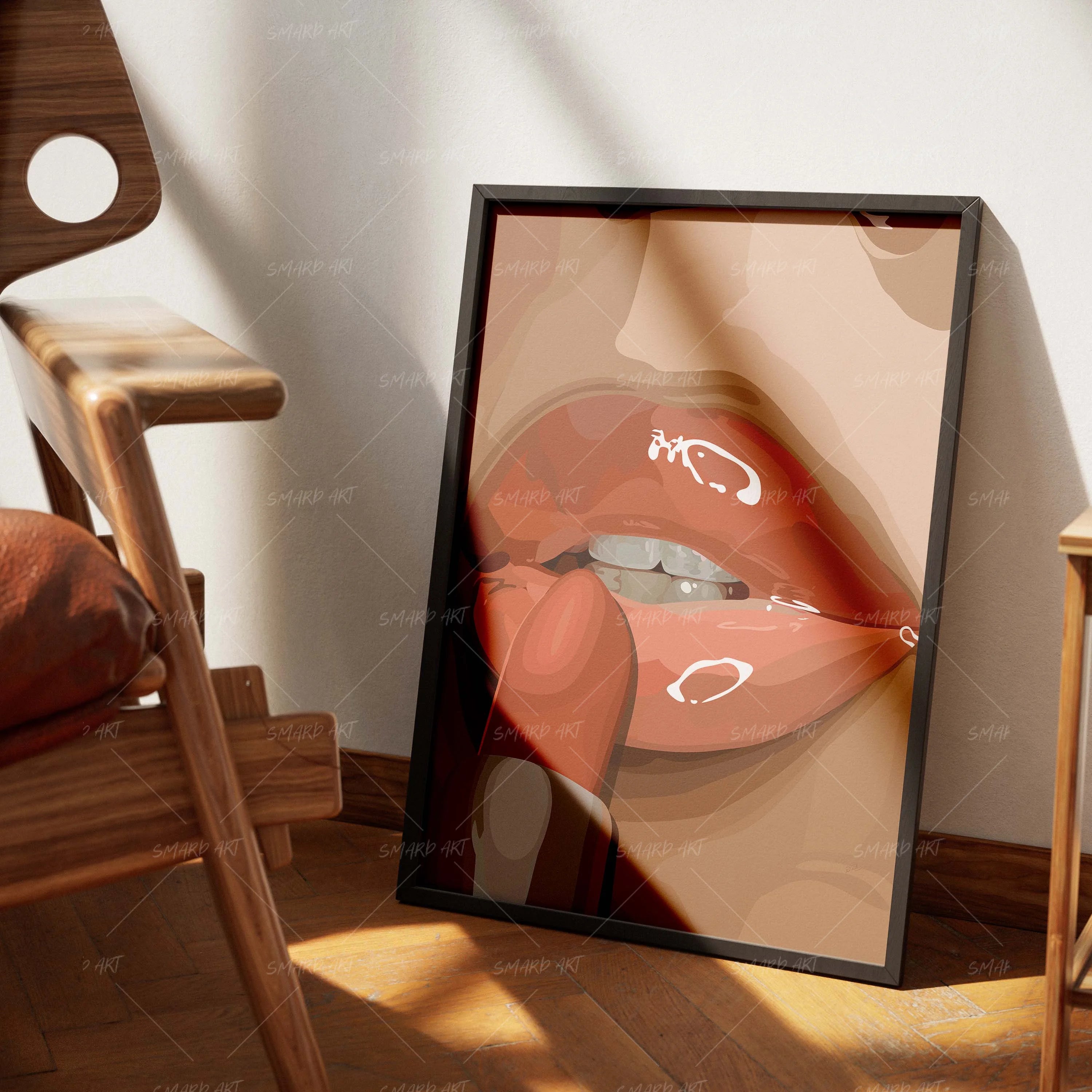 Lip Drip-wall art print featuring decorative artistic design suitable for living rooms, offices, and schools by SmardArt. Elevate your space with Black wall art that speaks to culture, identity, and creativity. At Smard, we celebrate artistry made with melanin, bringing powerful and inspiring designs to life.