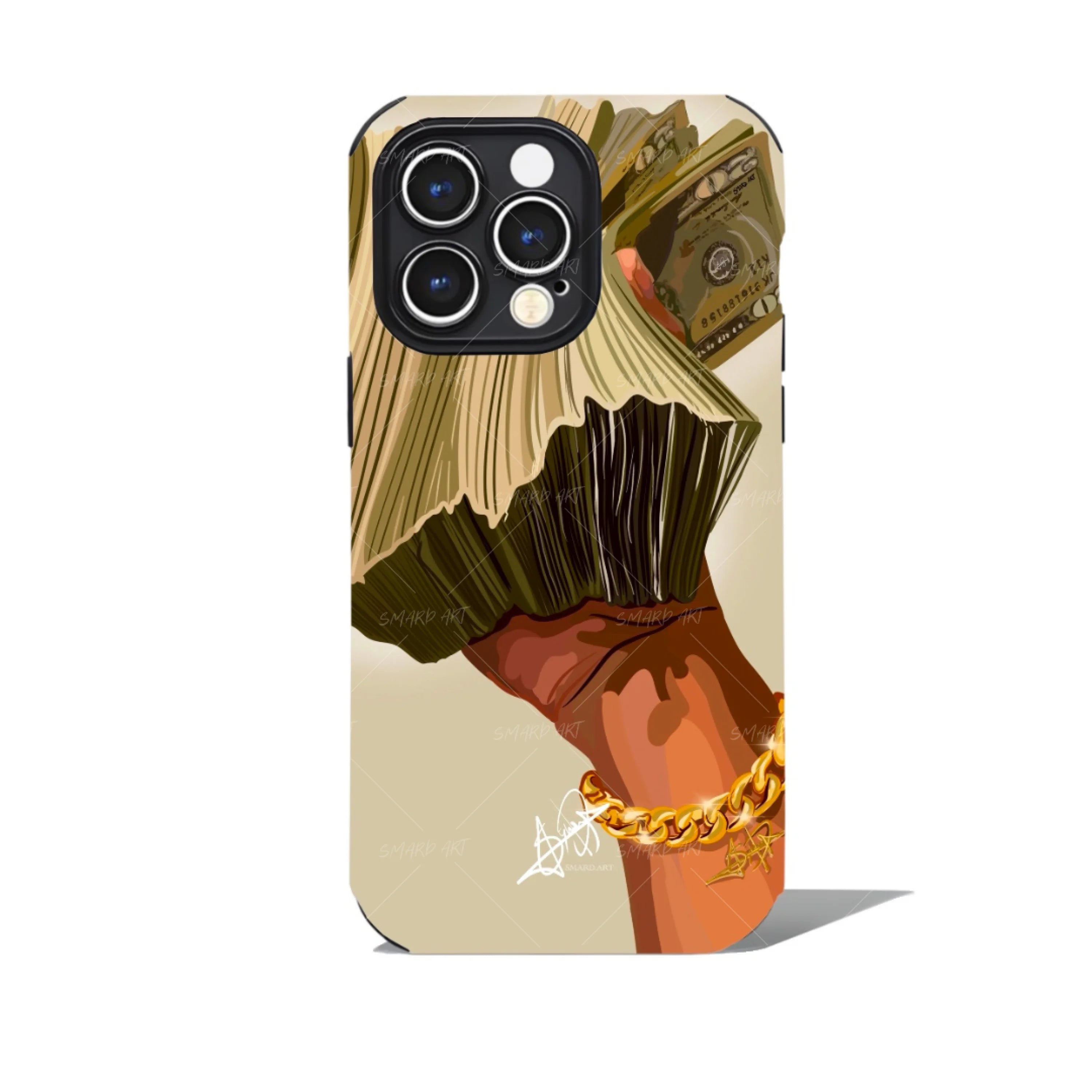 Moolah Phone Case-wall art print featuring decorative artistic design suitable for living rooms, offices, and schools by SmardArt. Elevate your space with Black wall art that speaks to culture, identity, and creativity. At Smard, we celebrate artistry made with melanin, bringing powerful and inspiring designs to life.