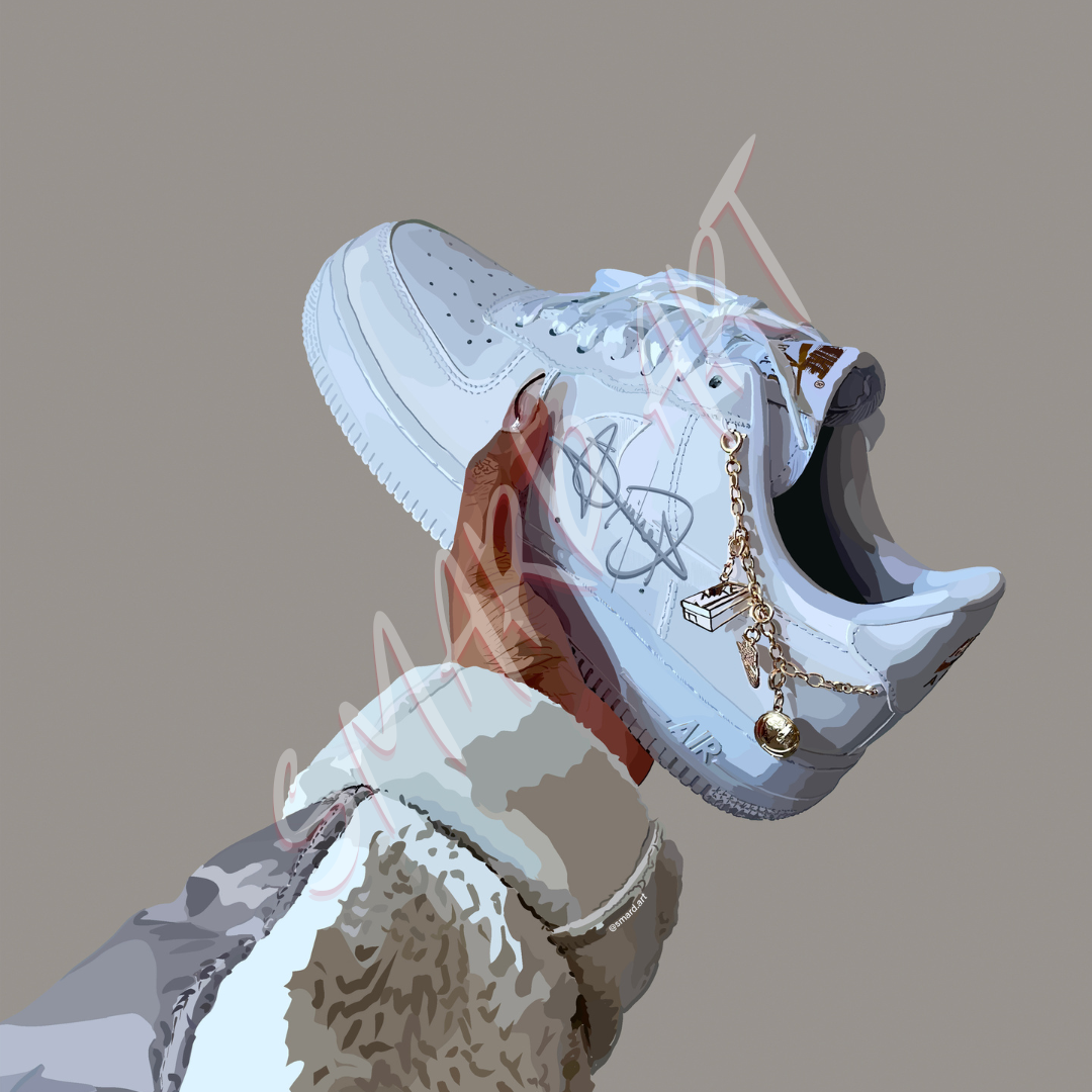 Specialty Kit : New Air F-wall art print featuring decorative artistic design suitable for living rooms, offices, and schools by SmardArt. Elevate your space with Black wall art that speaks to culture, identity, and creativity. At Smard, we celebrate artistry made with melanin, bringing powerful and inspiring designs to life.