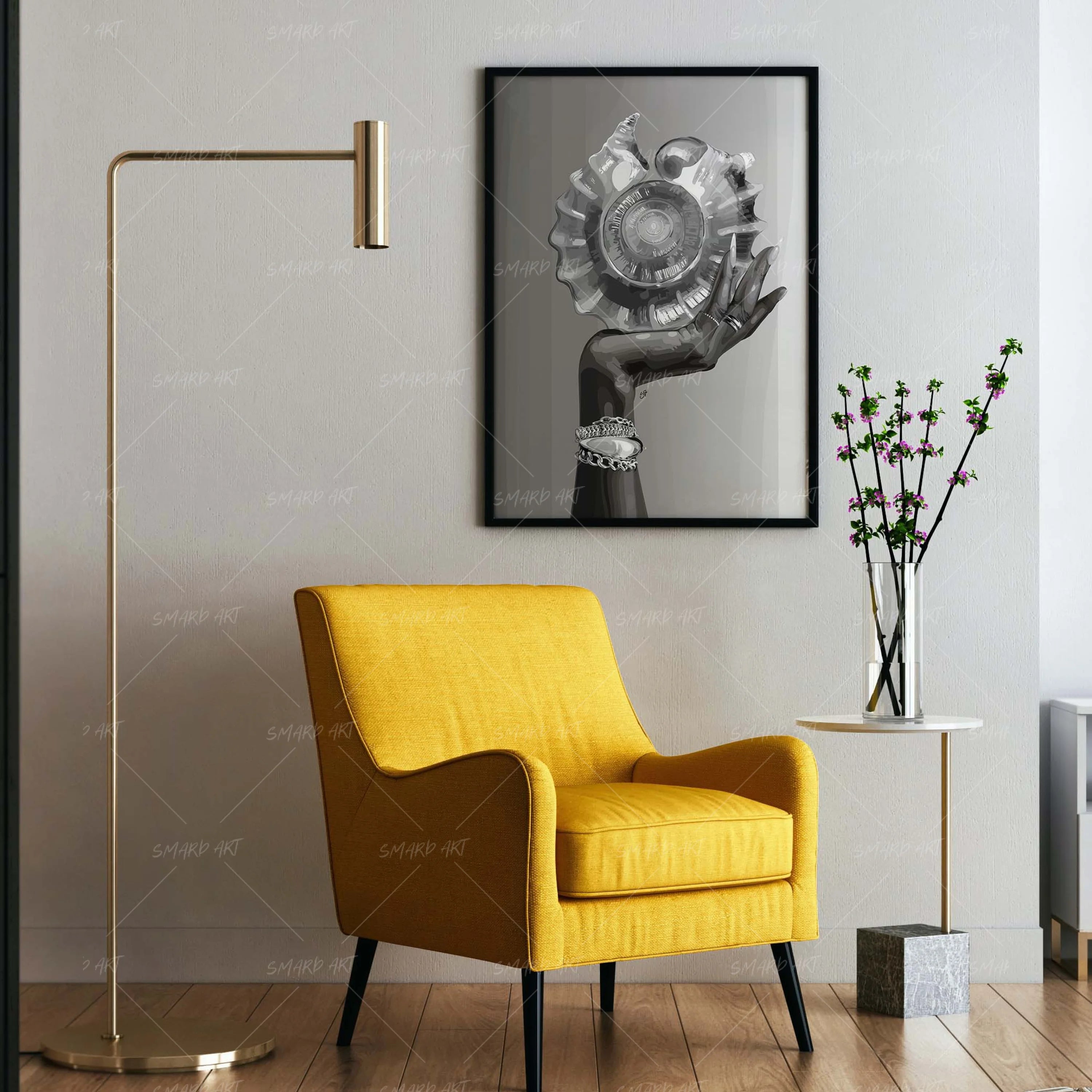 Shell Keeper-wall art print featuring decorative artistic design suitable for living rooms, offices, and schools by SmardArt. Elevate your space with Black wall art that speaks to culture, identity, and creativity. At Smard, we celebrate artistry made with melanin, bringing powerful and inspiring designs to life.