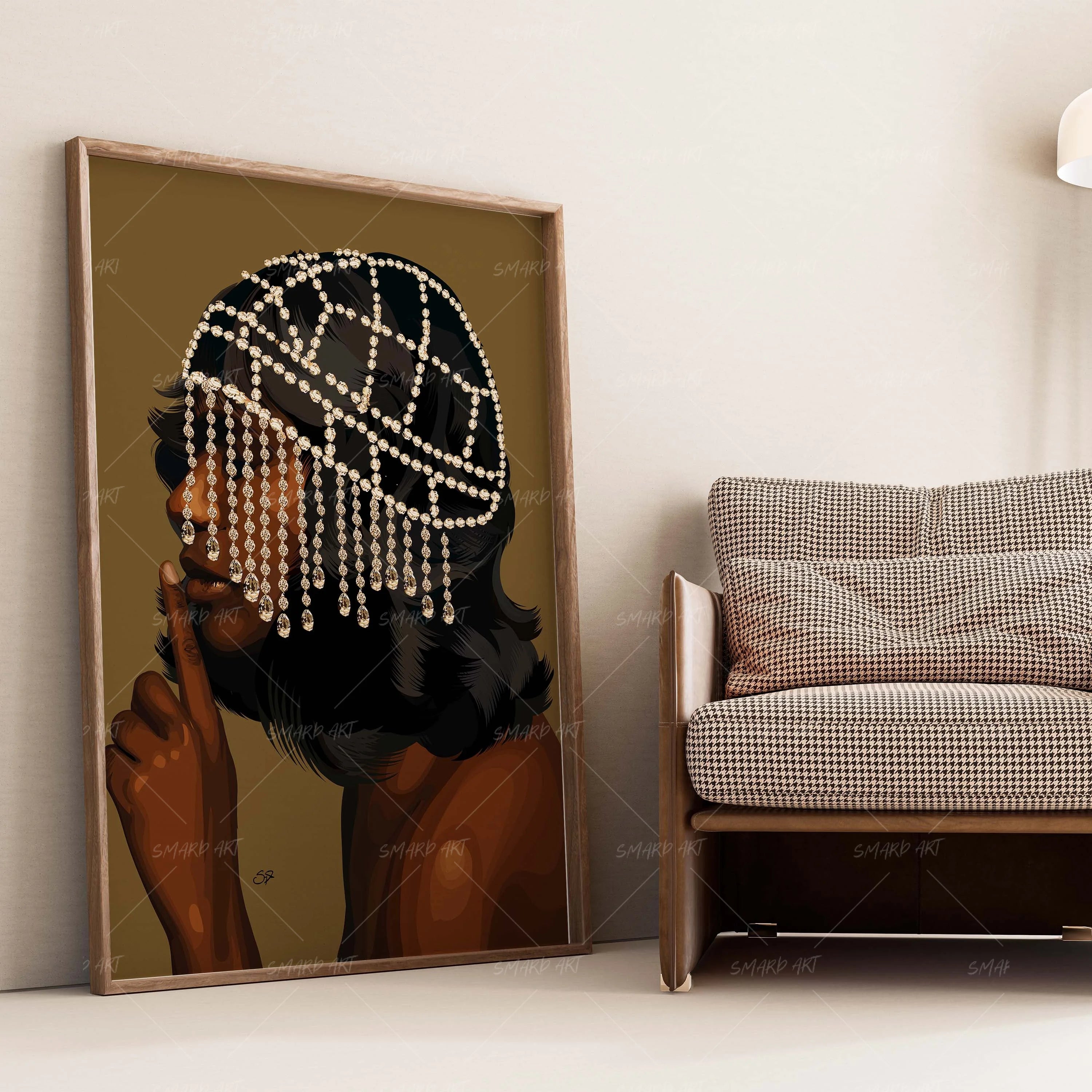 Gem Minded-wall art print featuring decorative artistic design suitable for living rooms, offices, and schools by SmardArt. Elevate your space with Black wall art that speaks to culture, identity, and creativity. At Smard, we celebrate artistry made with melanin, bringing powerful and inspiring designs to life.
