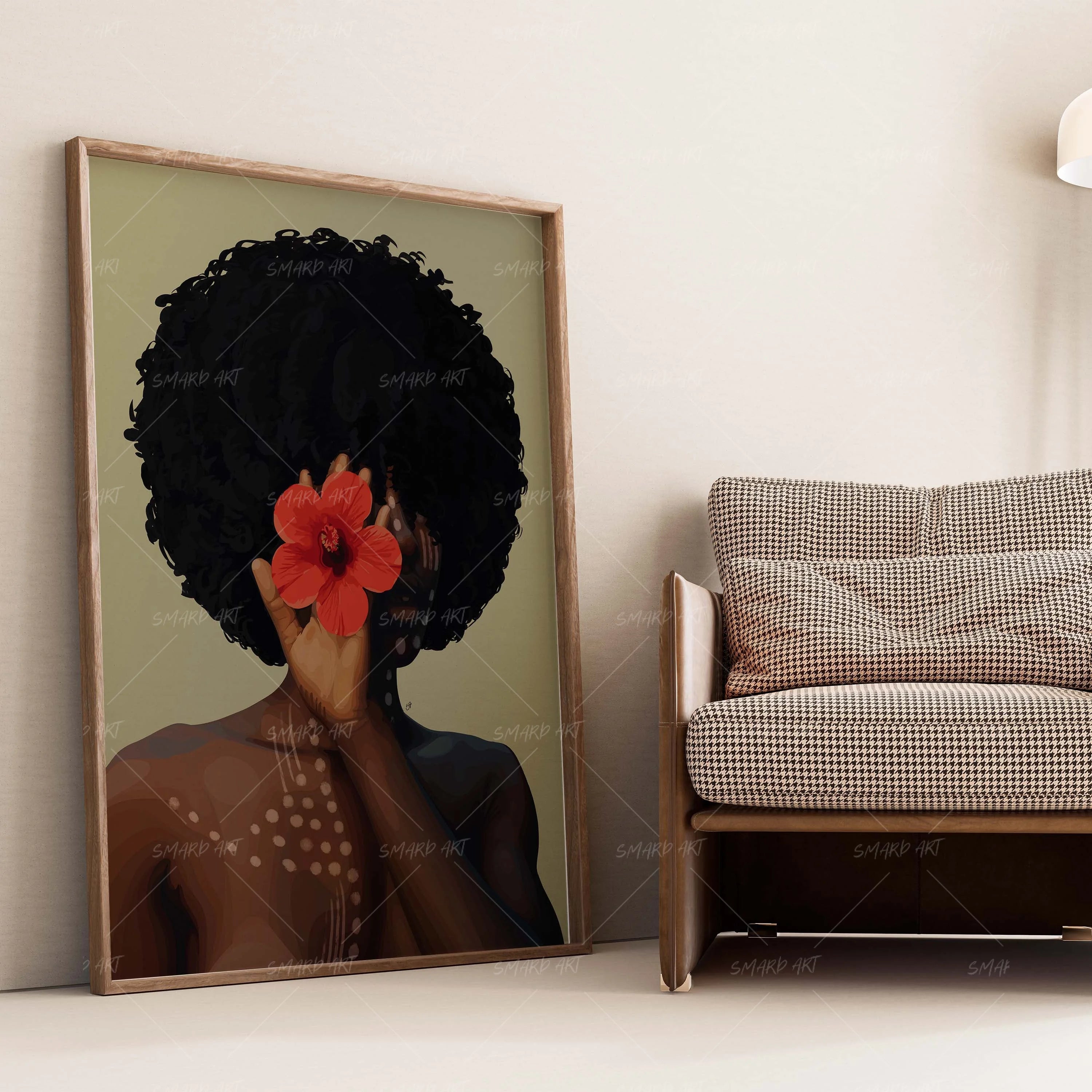 Spotted Grace-wall art print featuring decorative artistic design suitable for living rooms, offices, and schools by SmardArt. Elevate your space with Black wall art that speaks to culture, identity, and creativity. At Smard, we celebrate artistry made with melanin, bringing powerful and inspiring designs to life.