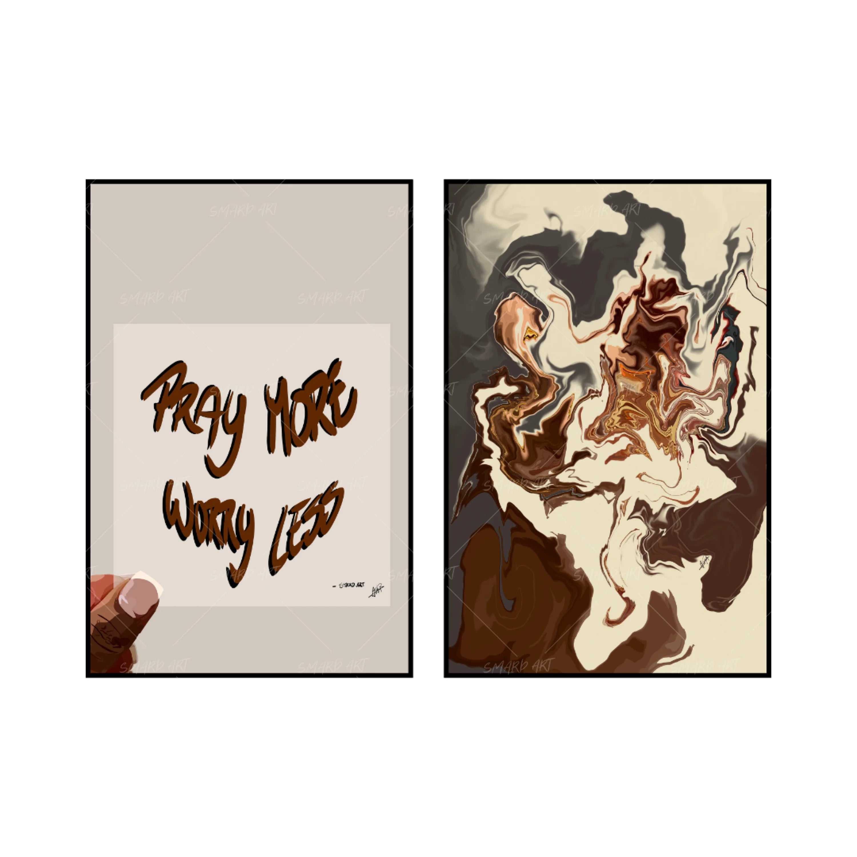 Art Print Bundle : Pray More + Freedom-wall art print featuring decorative artistic design suitable for living rooms, offices, and schools by SmardArt. Elevate your space with Black wall art that speaks to culture, identity, and creativity. At Smard, we celebrate artistry made with melanin, bringing powerful and inspiring designs to life.